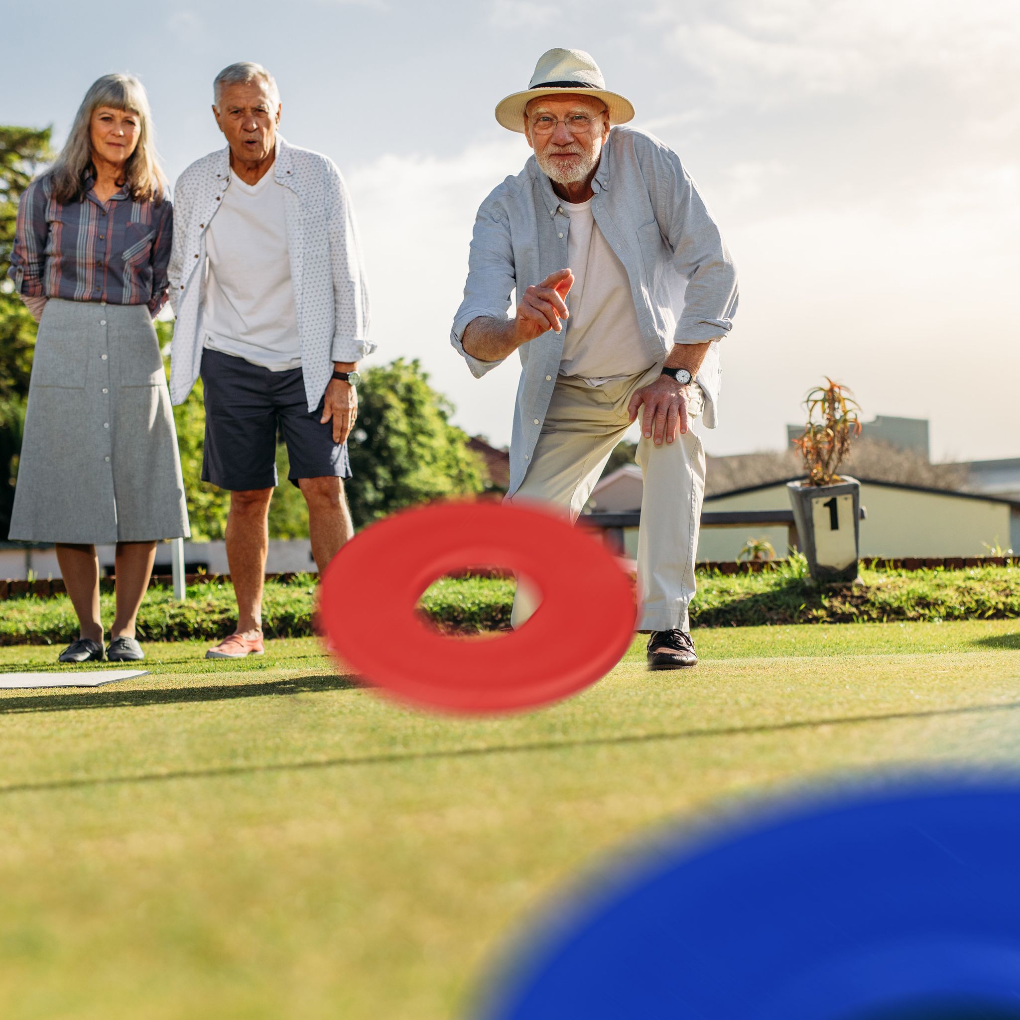 Wurfspiel Washer Toss Blau-Rot-Schwarz von Relaxdays