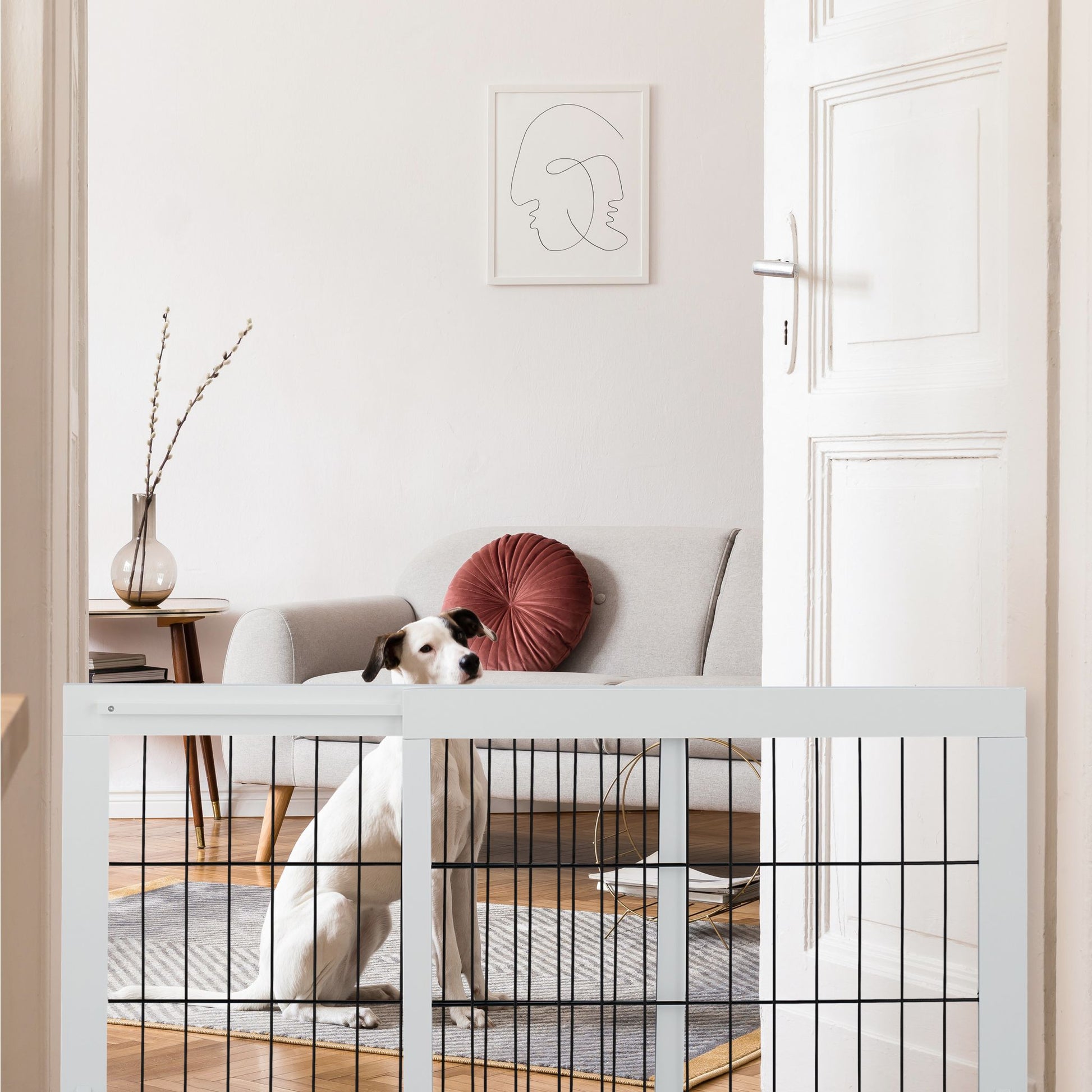 Ausziehbares Absperrgitter in Weiss Weiss-Schwarz von Relaxdays