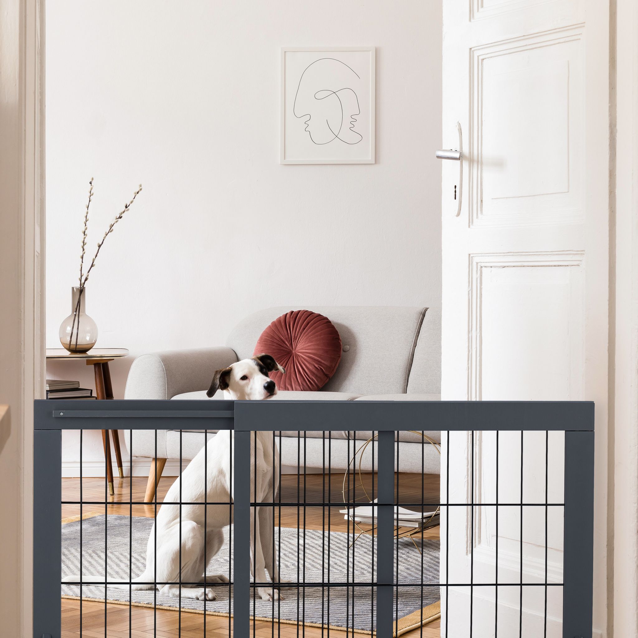 Ausziehbares Absperrgitter in Grau Schwarz-Grau von Relaxdays