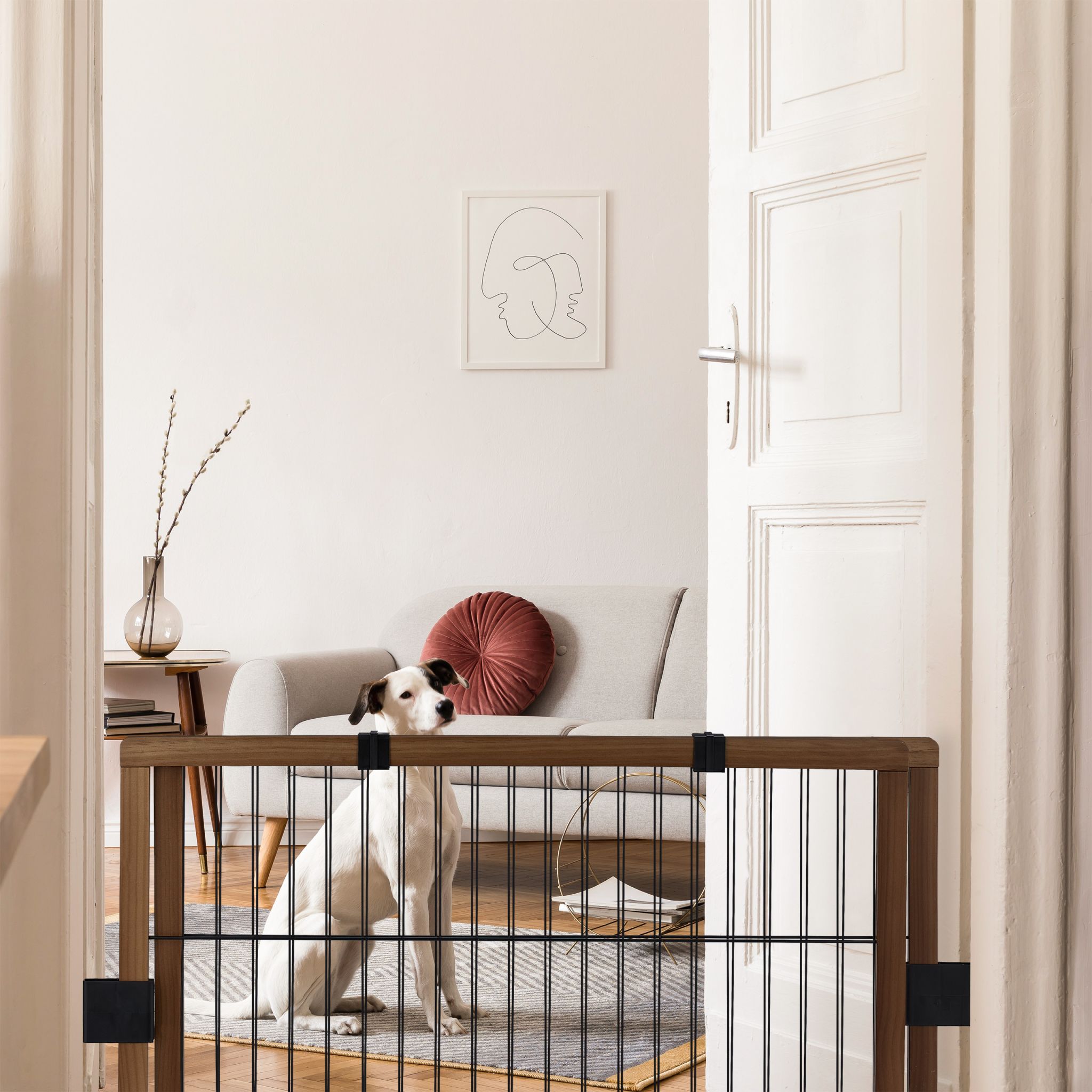 Ausziehbares Absperrgitter 71cm hoch Dunkelbraun-Schwarz von Relaxdays
