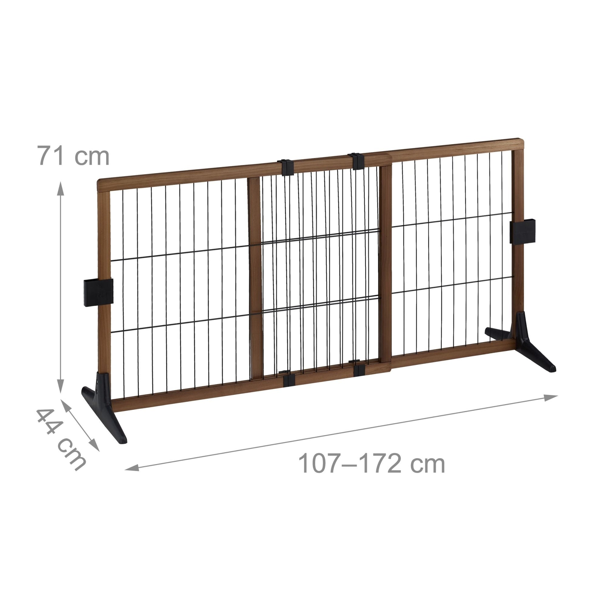 Ausziehbares Absperrgitter 71cm hoch Dunkelbraun-Schwarz von Relaxdays