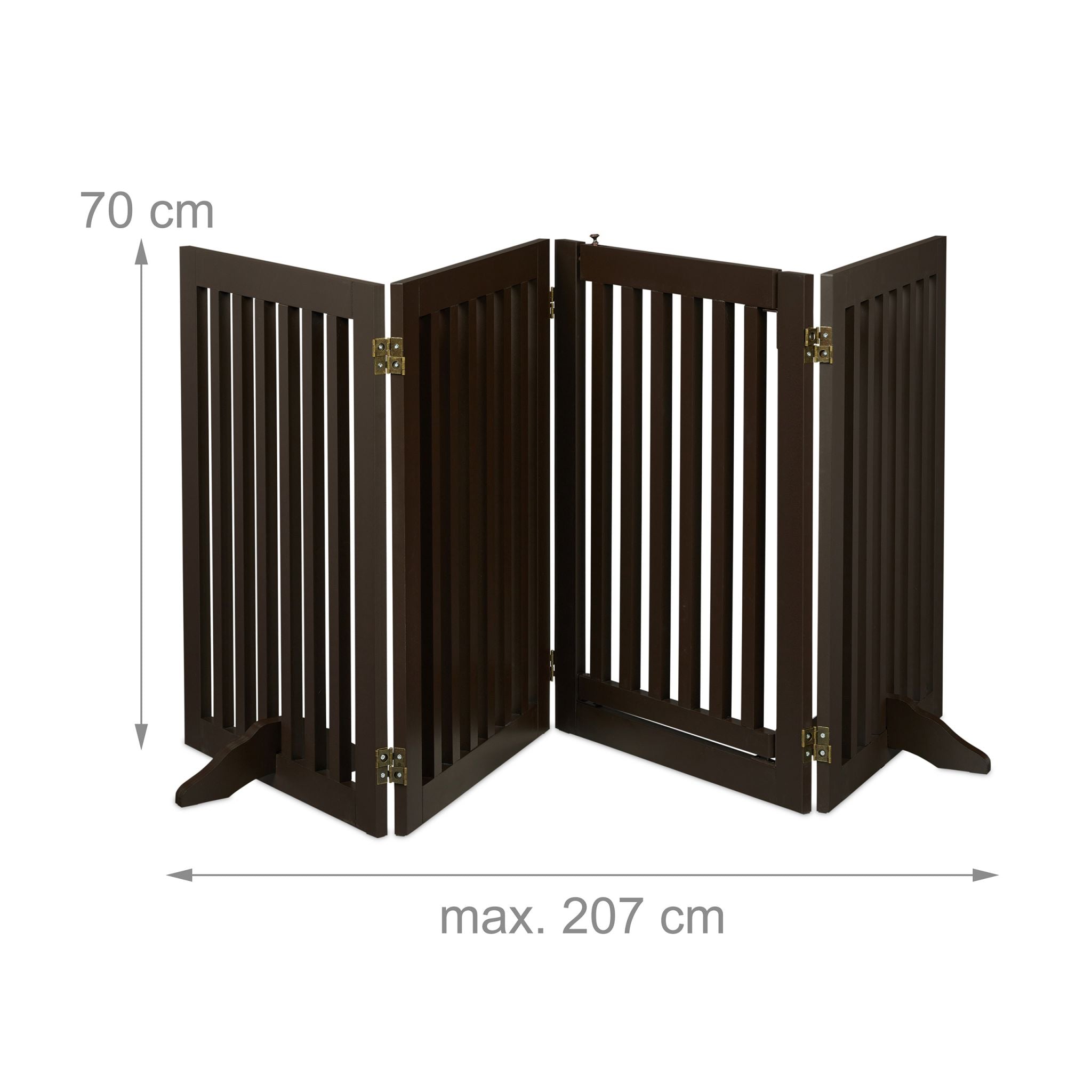 Absperrgitter mit Tür 4-teilig Dunkelbraun von Relaxdays
