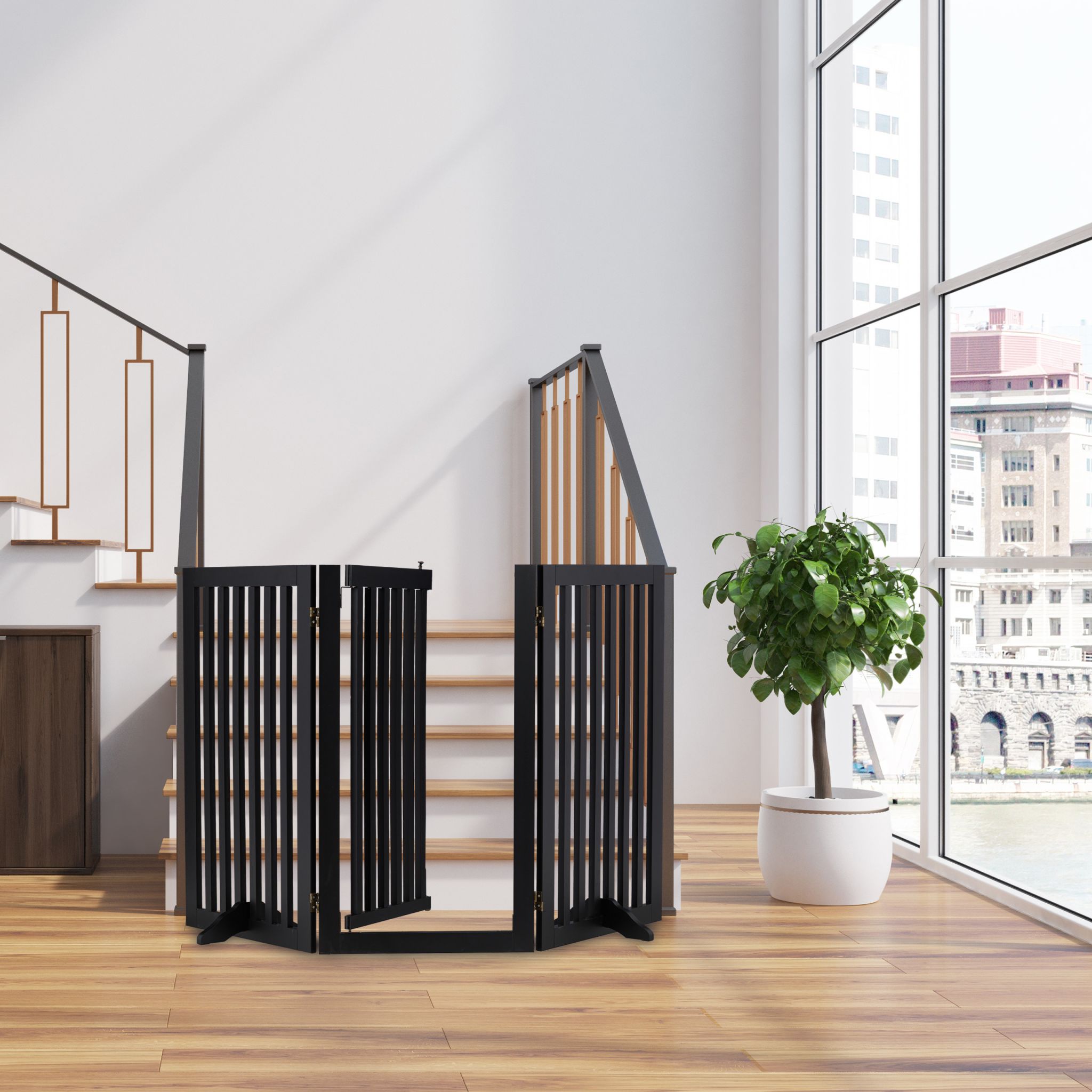 Absperrgitter mit Tür 92cm Schwarz von Relaxdays