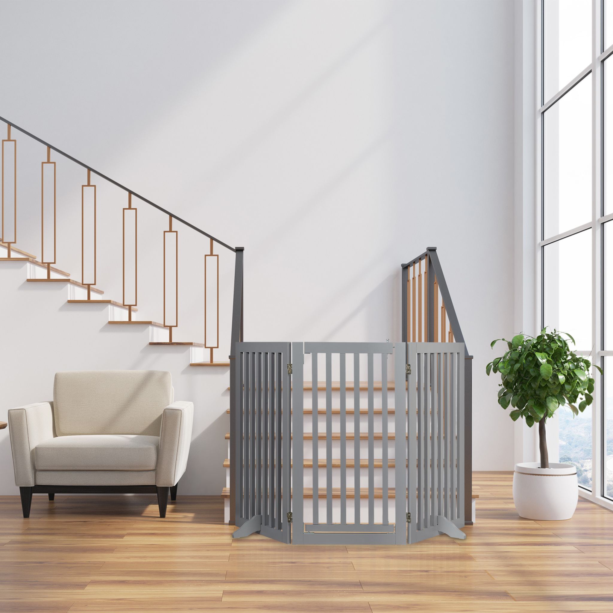 Absperrgitter mit Tür 92cm hoch Grau von Relaxdays
