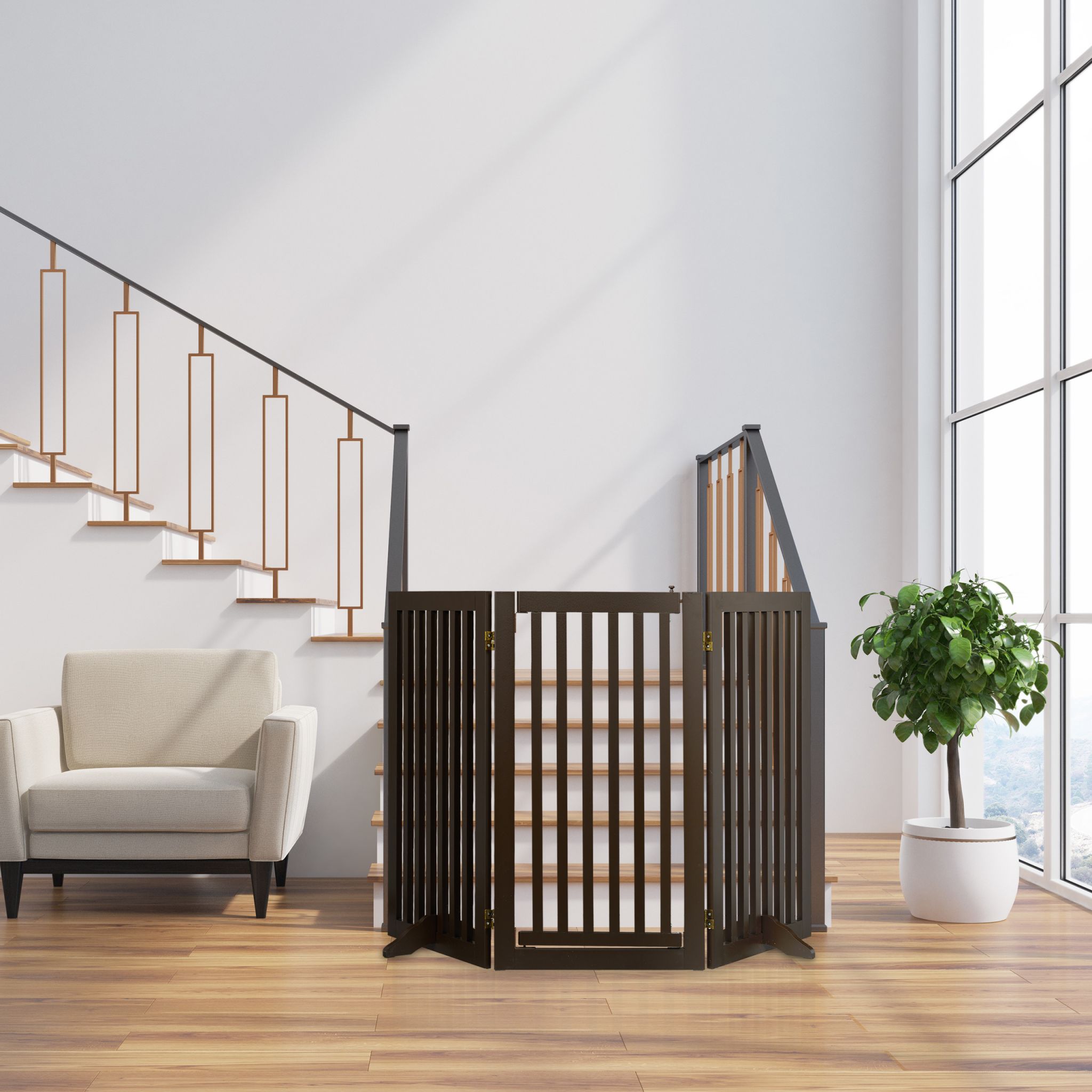 Absperrgitter mit Tür 92cm hoch Braun von Relaxdays