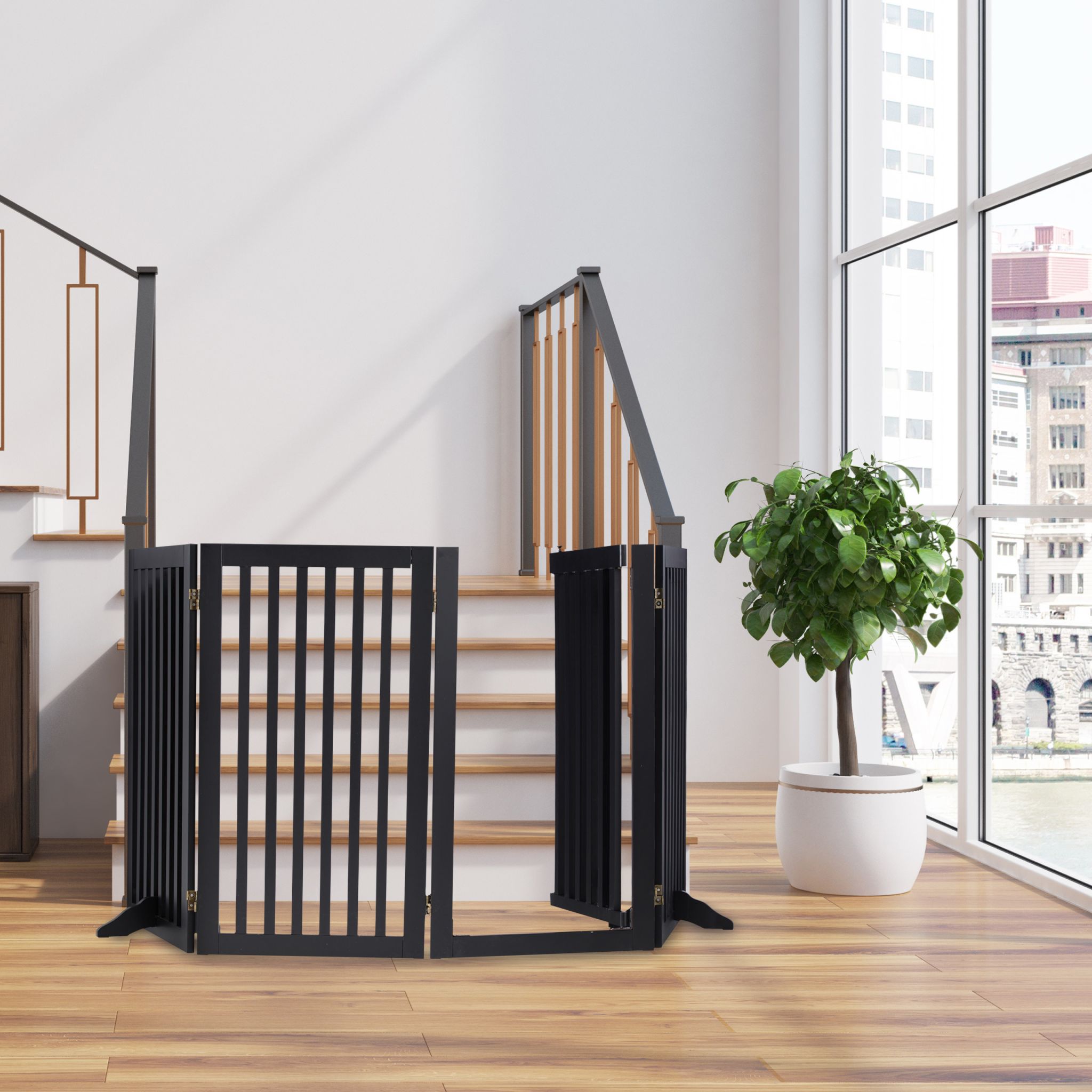 Absperrgitter mit Tür 92cm Schwarz von Relaxdays