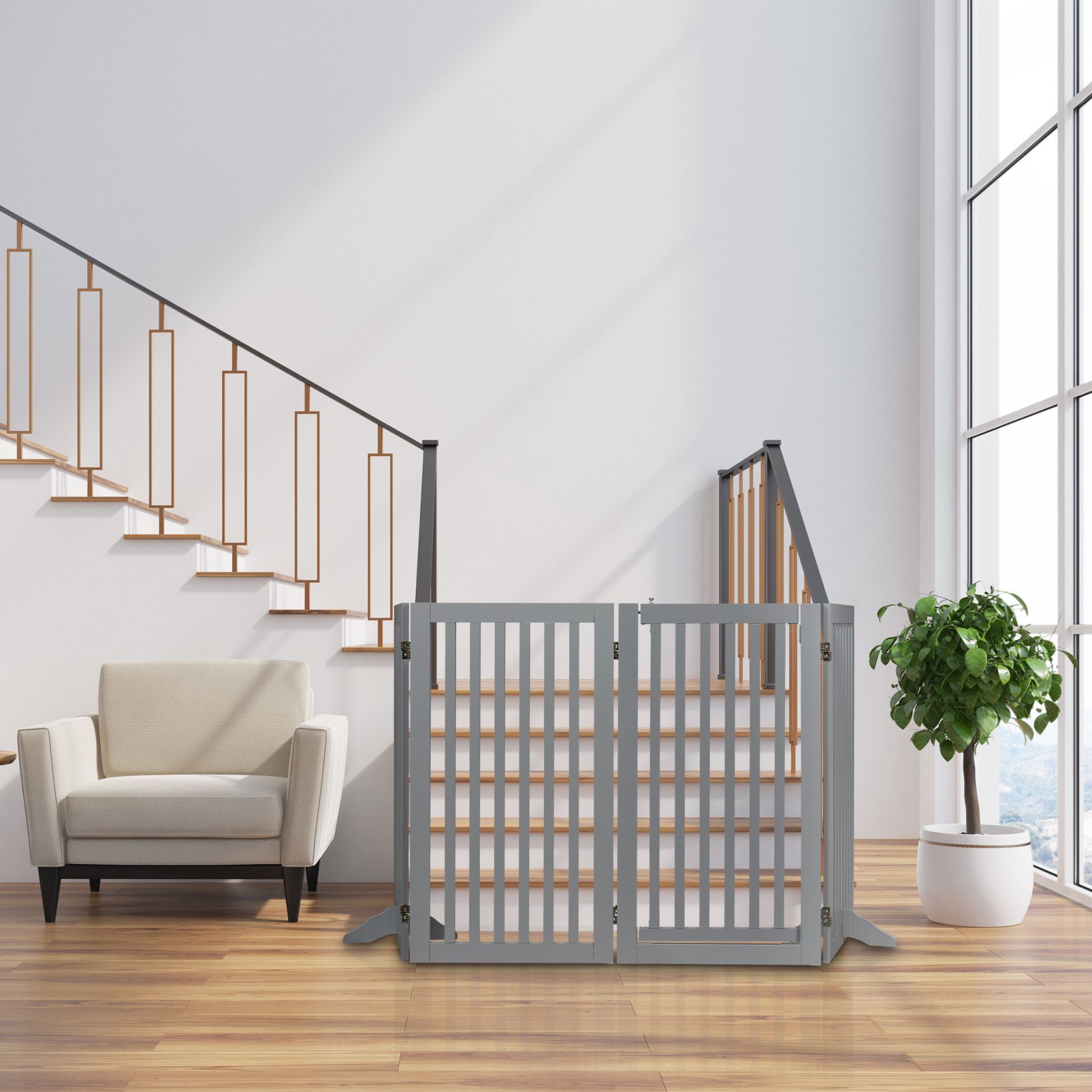 Absperrgitter mit Tür 92cm hoch Grau von Relaxdays