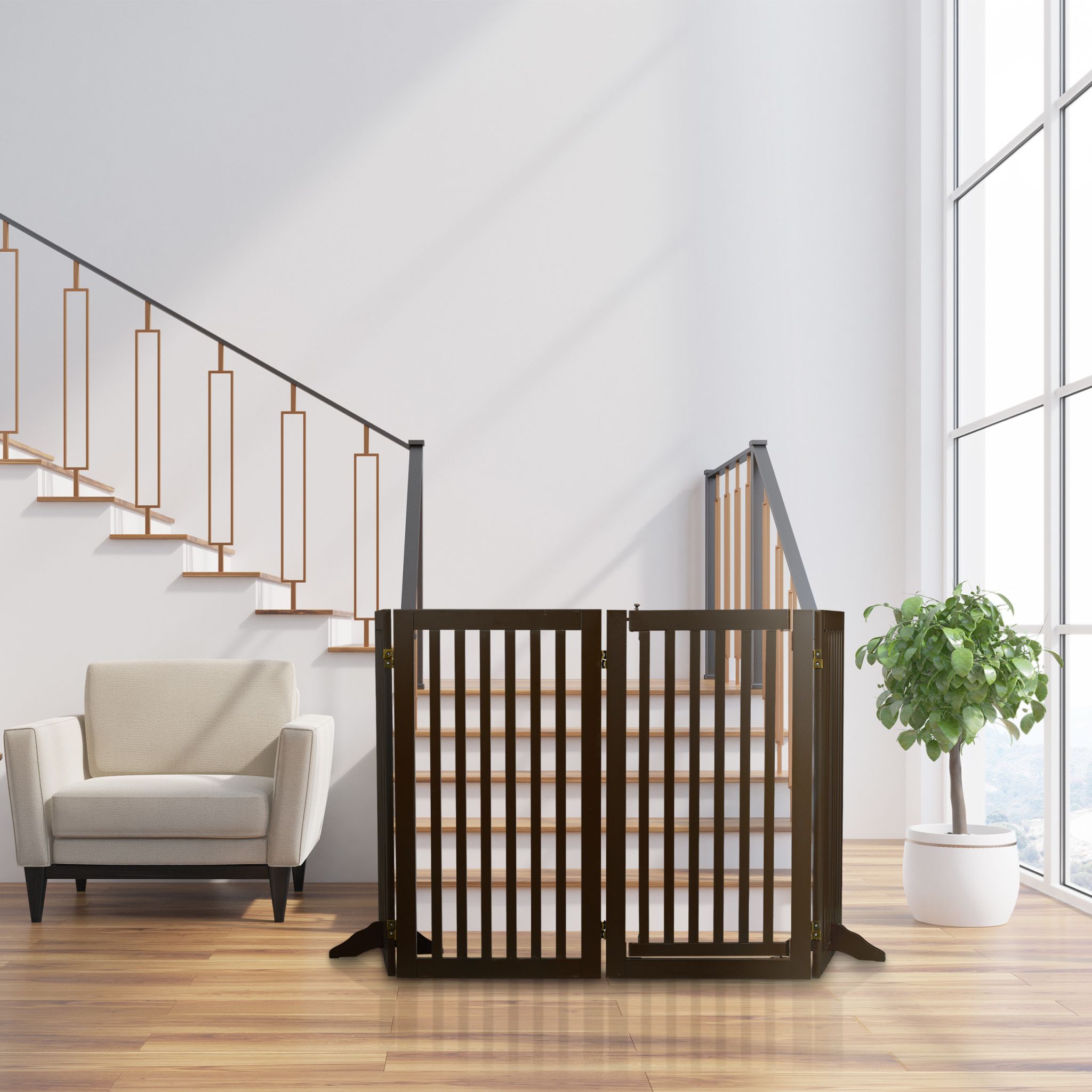 Absperrgitter mit Tür 92cm hoch Braun von Relaxdays