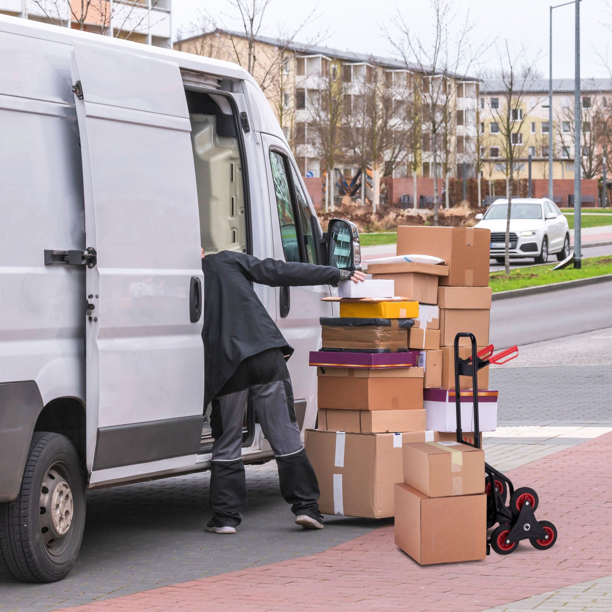 Sackkarre Treppensteiger schwarz Rot-Schwarz von Relaxdays