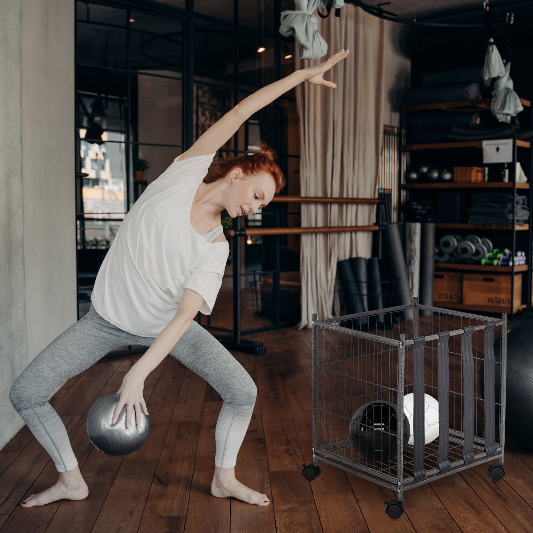 Ballwagen Metall Grau von Relaxdays
