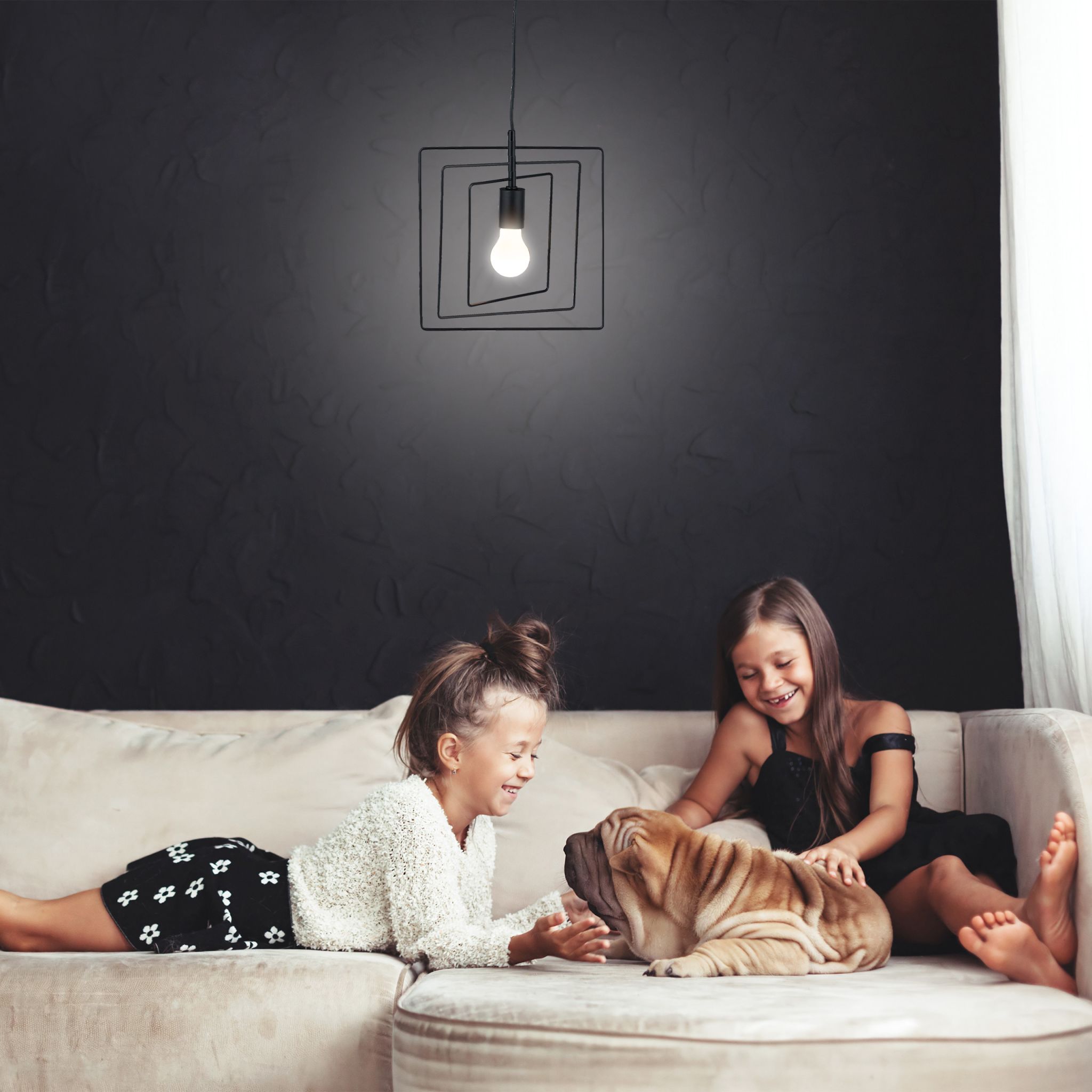 Hängelampe Quadrat schwarz Schwarz von Relaxdays