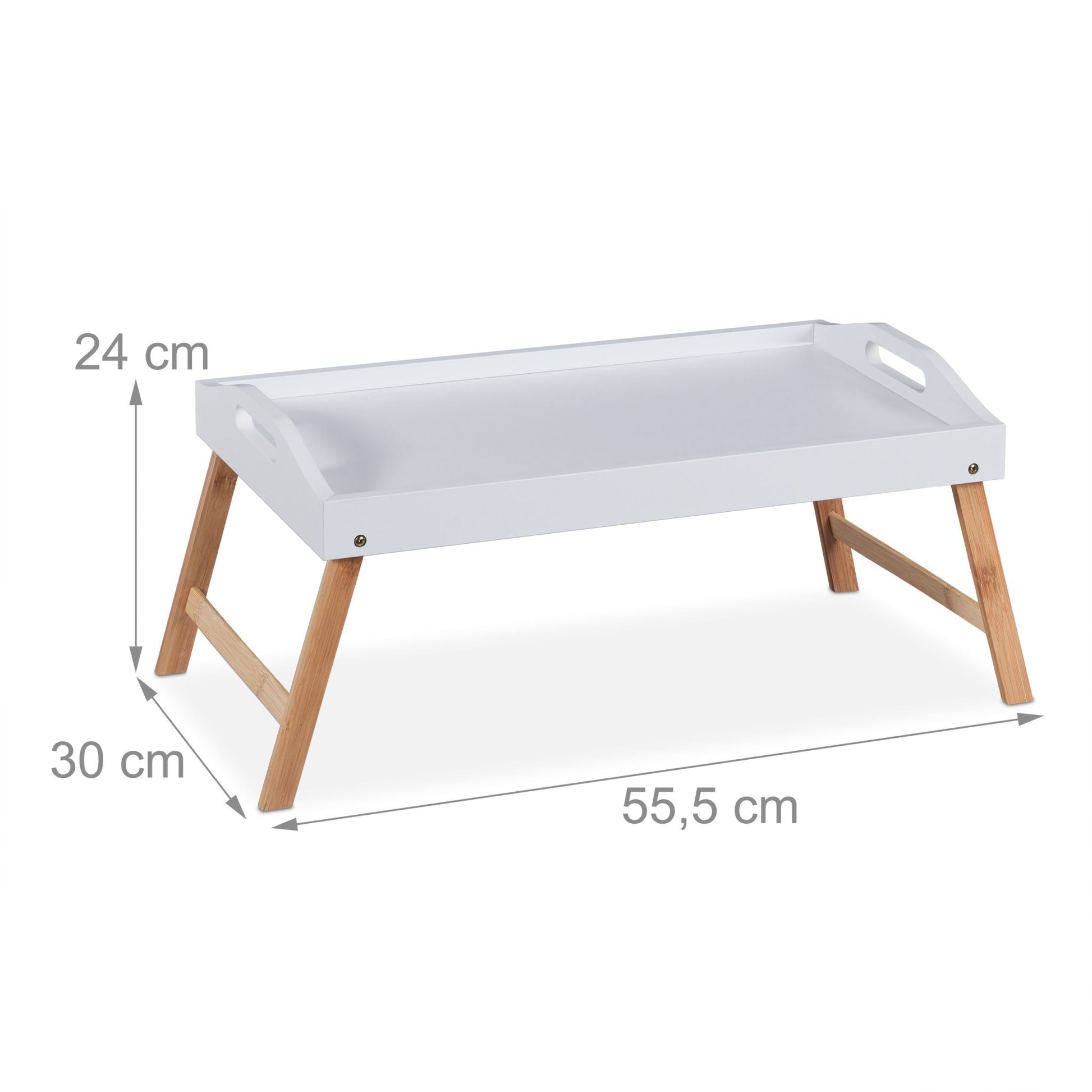 Klappbares Betttablett Weiss-Hellbraun von Relaxdays