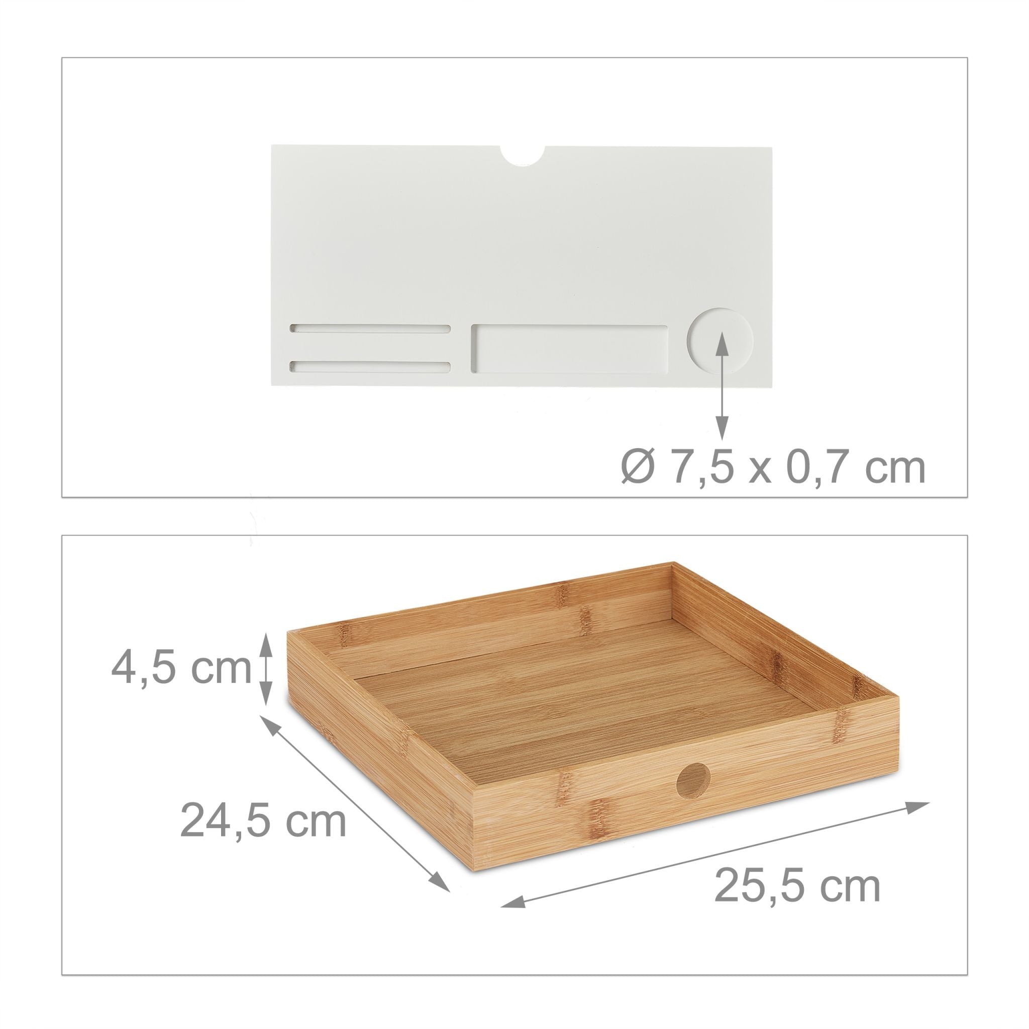 Monitorständer mit Schubladen Weiss-Hellbraun von Relaxdays