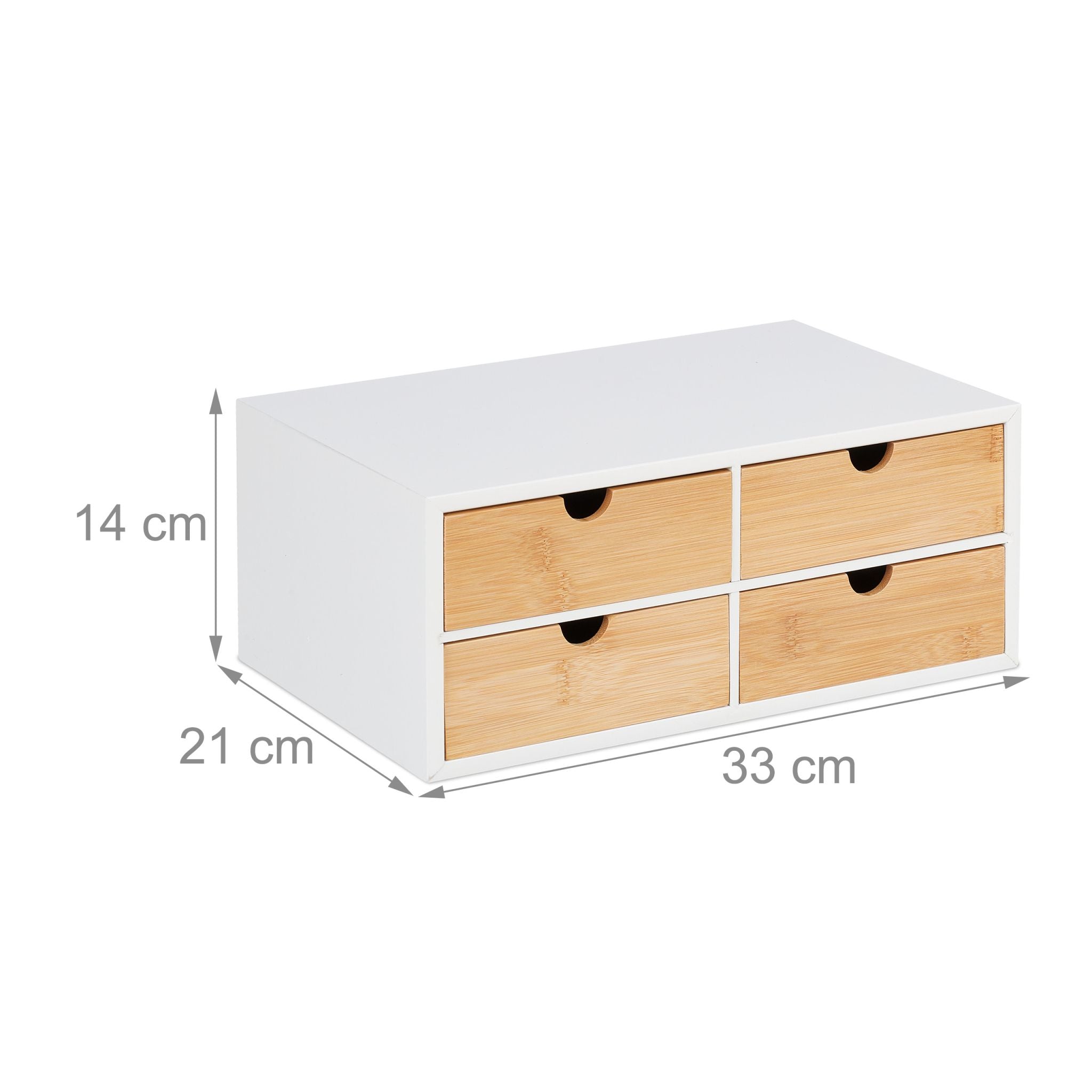 Schreibtisch Organizer 4 Schubladen Weiss-Hellbraun von Relaxdays