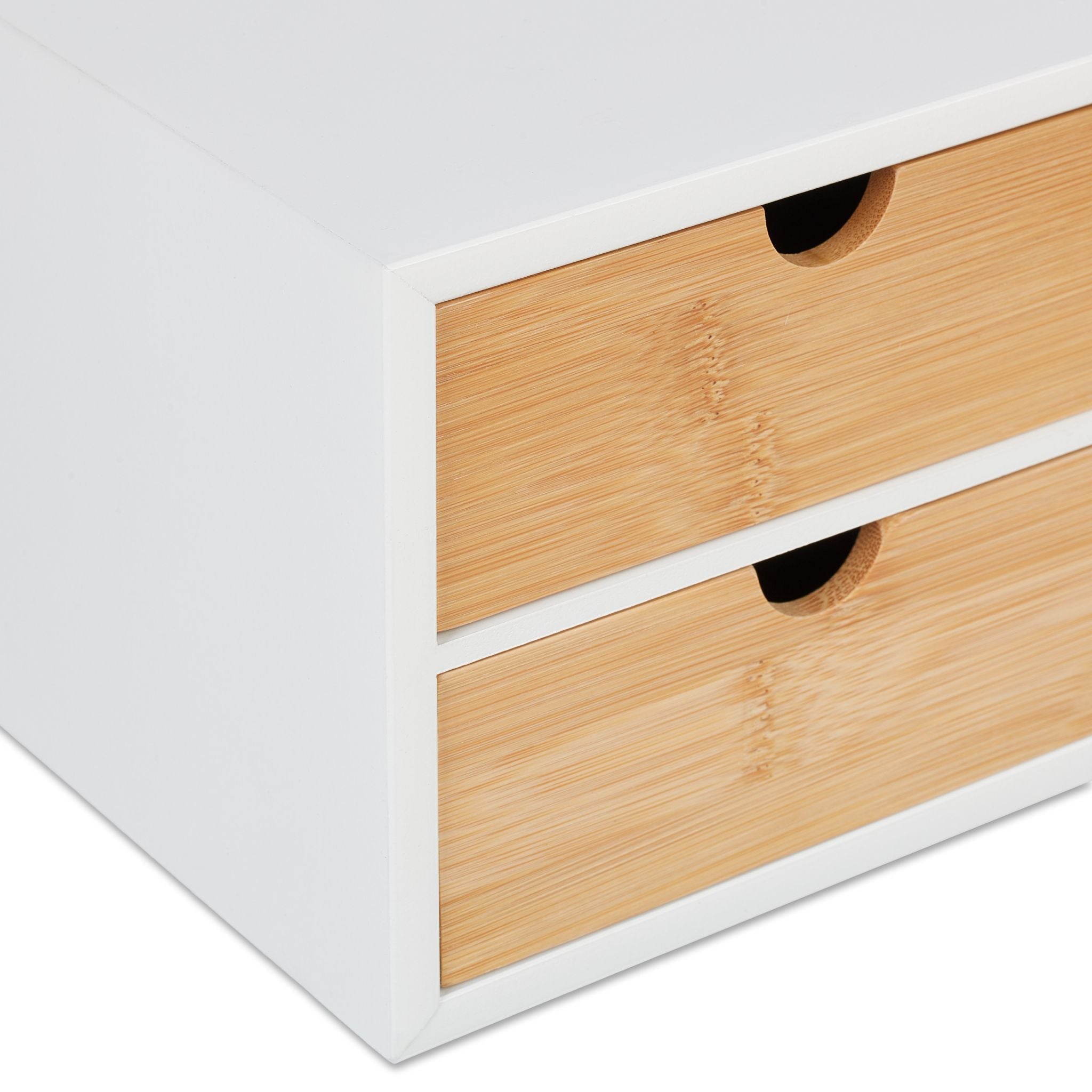 Schreibtisch Organizer 4 Schubladen Weiss-Hellbraun von Relaxdays
