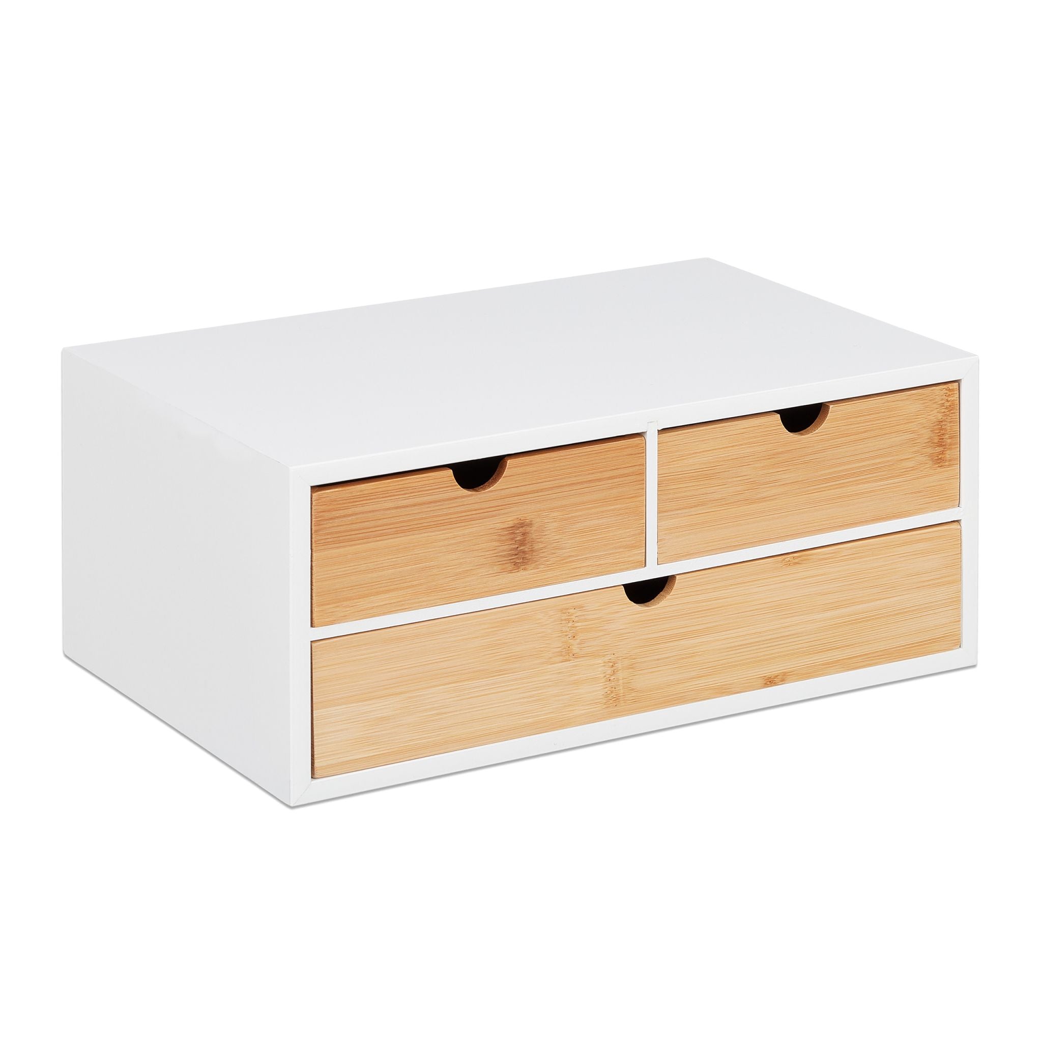 Schreibtisch Organizer 3 Schubladen Weiss-Hellbraun von Relaxdays