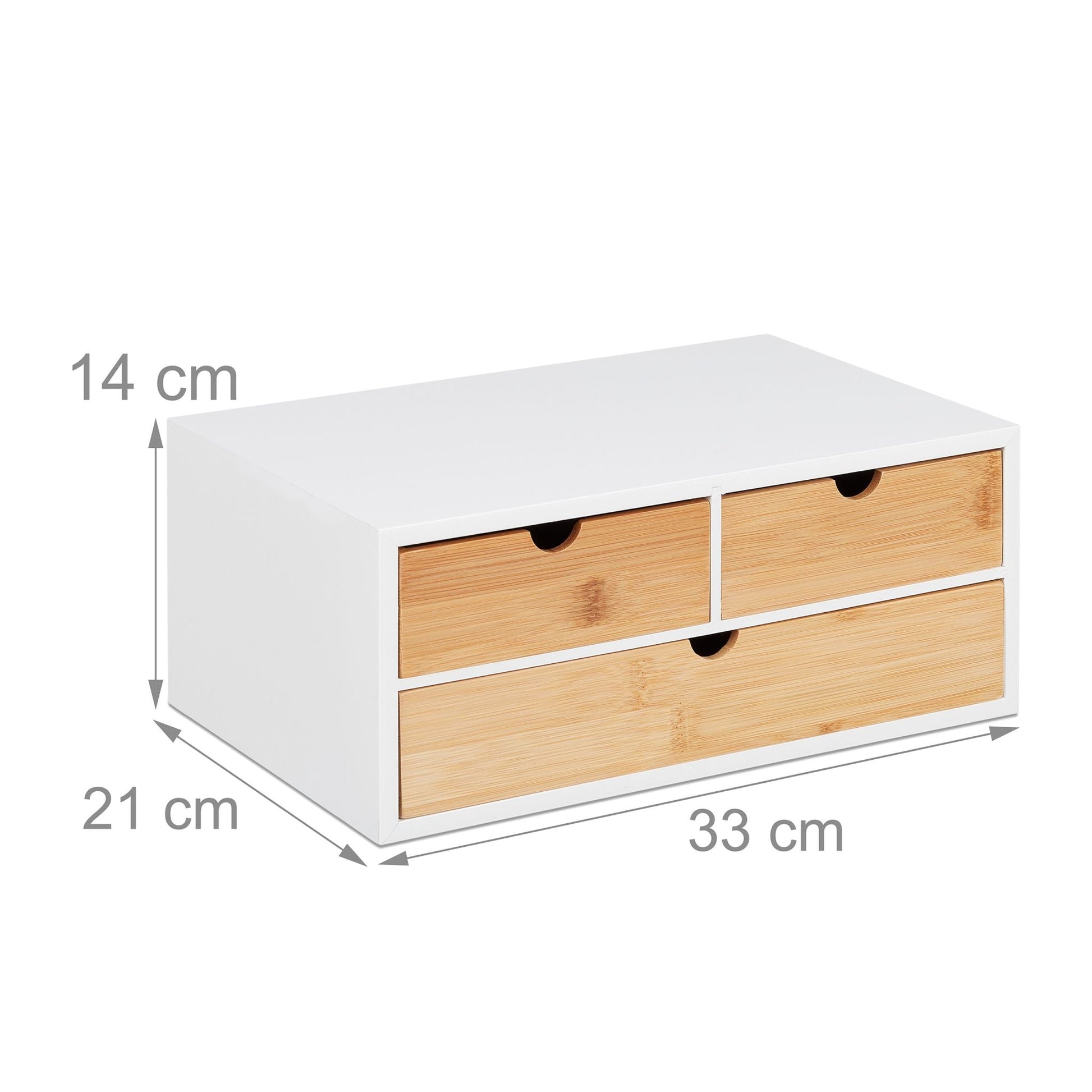 Schreibtisch Organizer 3 Schubladen Weiss-Hellbraun von Relaxdays