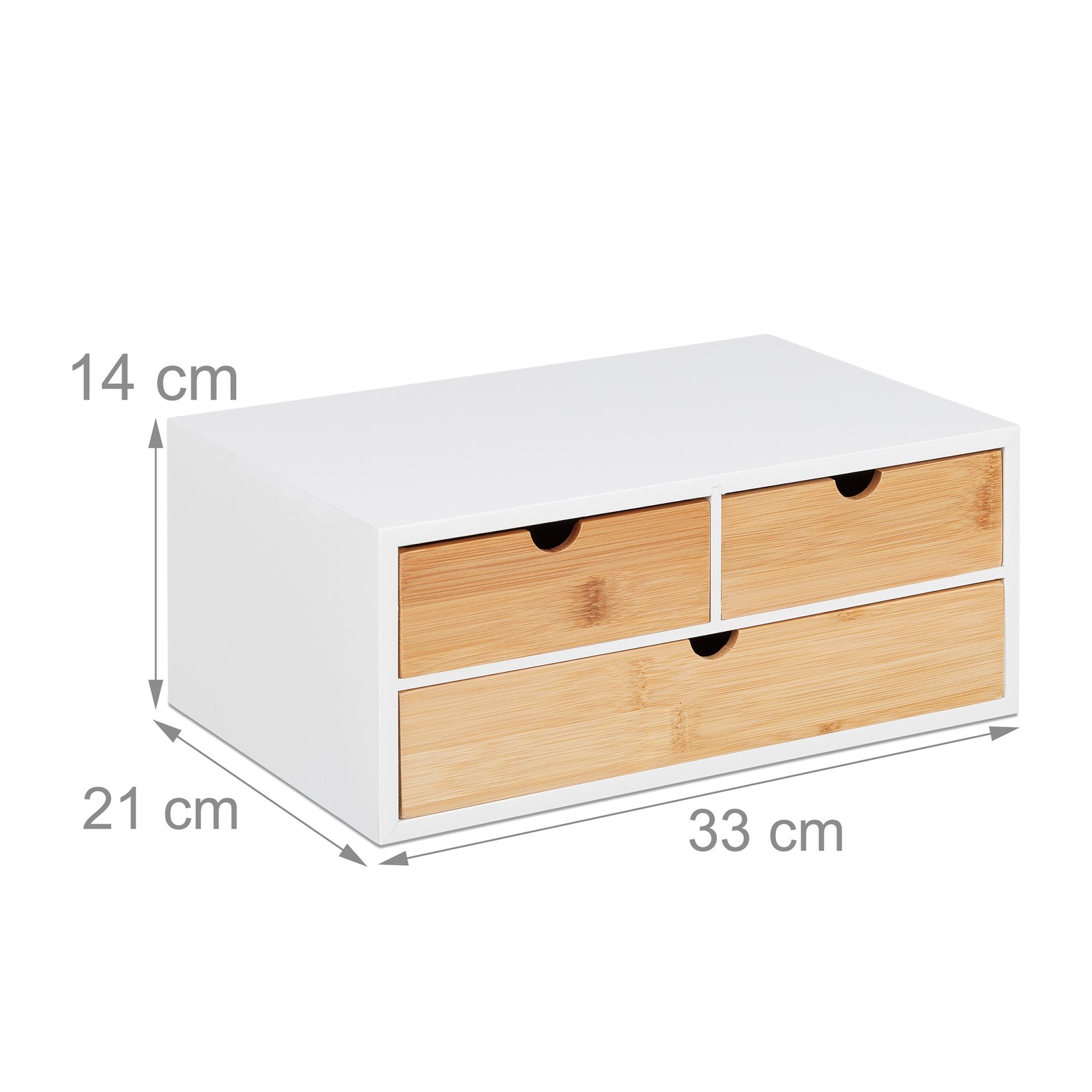 Schreibtisch Organizer 3 Schubladen Weiss-Hellbraun von Relaxdays