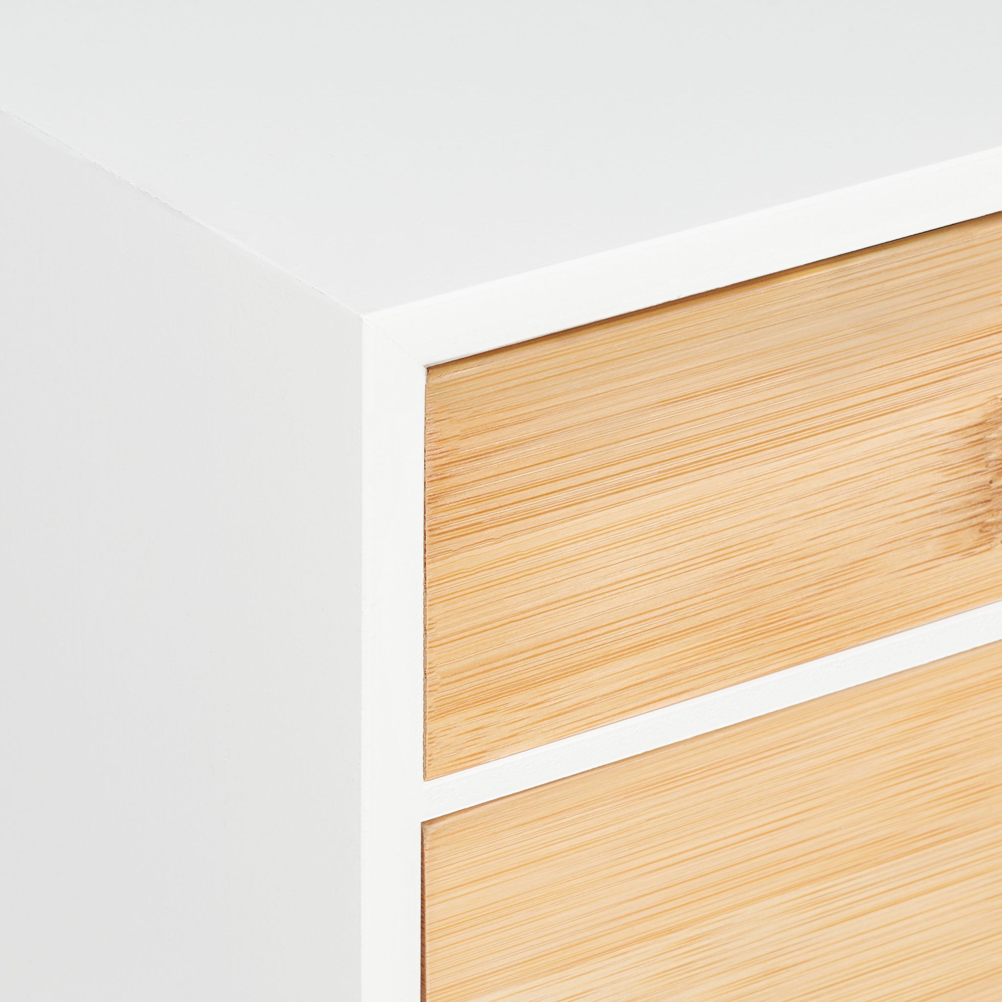 Schubladenbox Bambus & MDF 2 Fächer Weiss-Hellbraun von Relaxdays