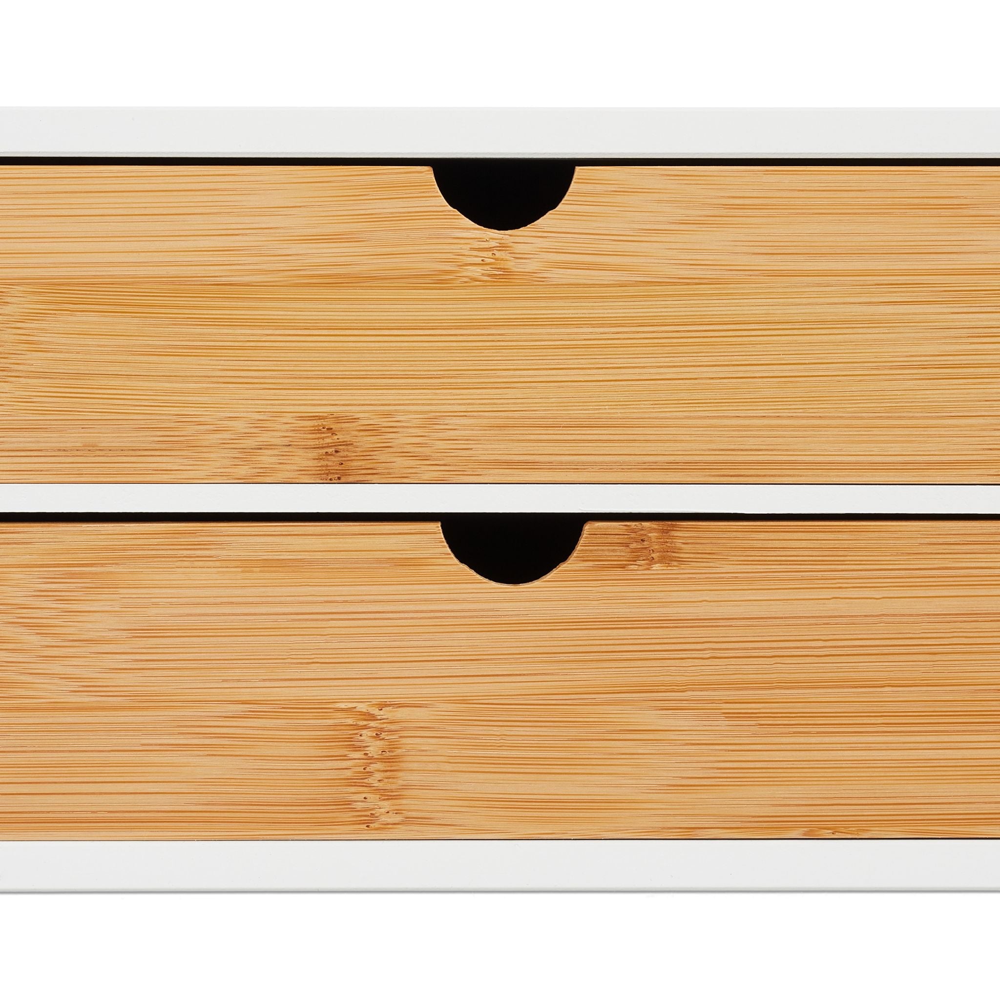 Schubladenbox Bambus & MDF 2 Fächer Weiss-Hellbraun von Relaxdays