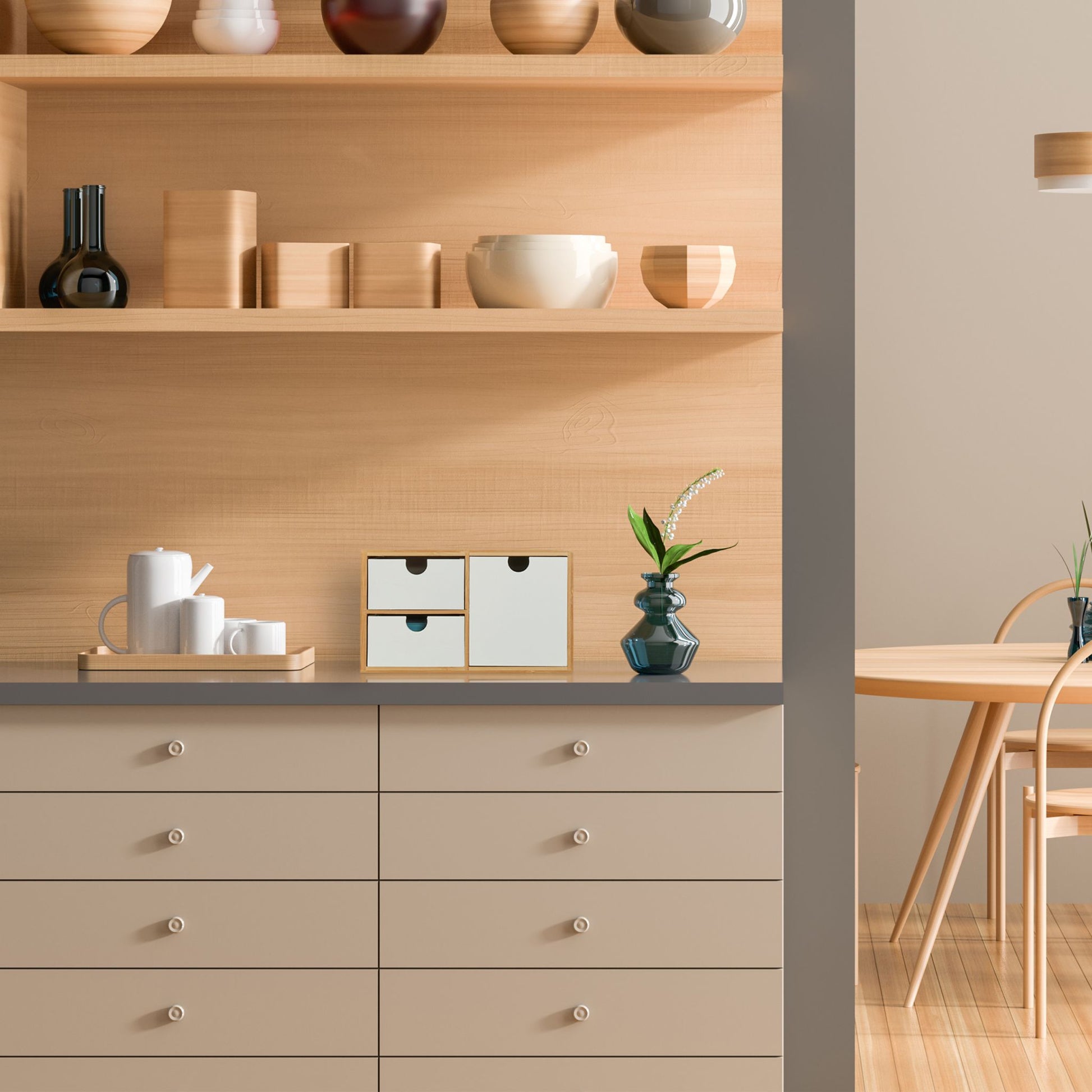 Schubladenbox Bambus & MDF 3 Fächer Weiss-Hellbraun von Relaxdays