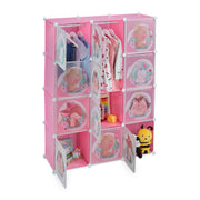 Kinder Steckregal mit Kleiderstangen Weiss-Braun-Rosa von Relaxdays