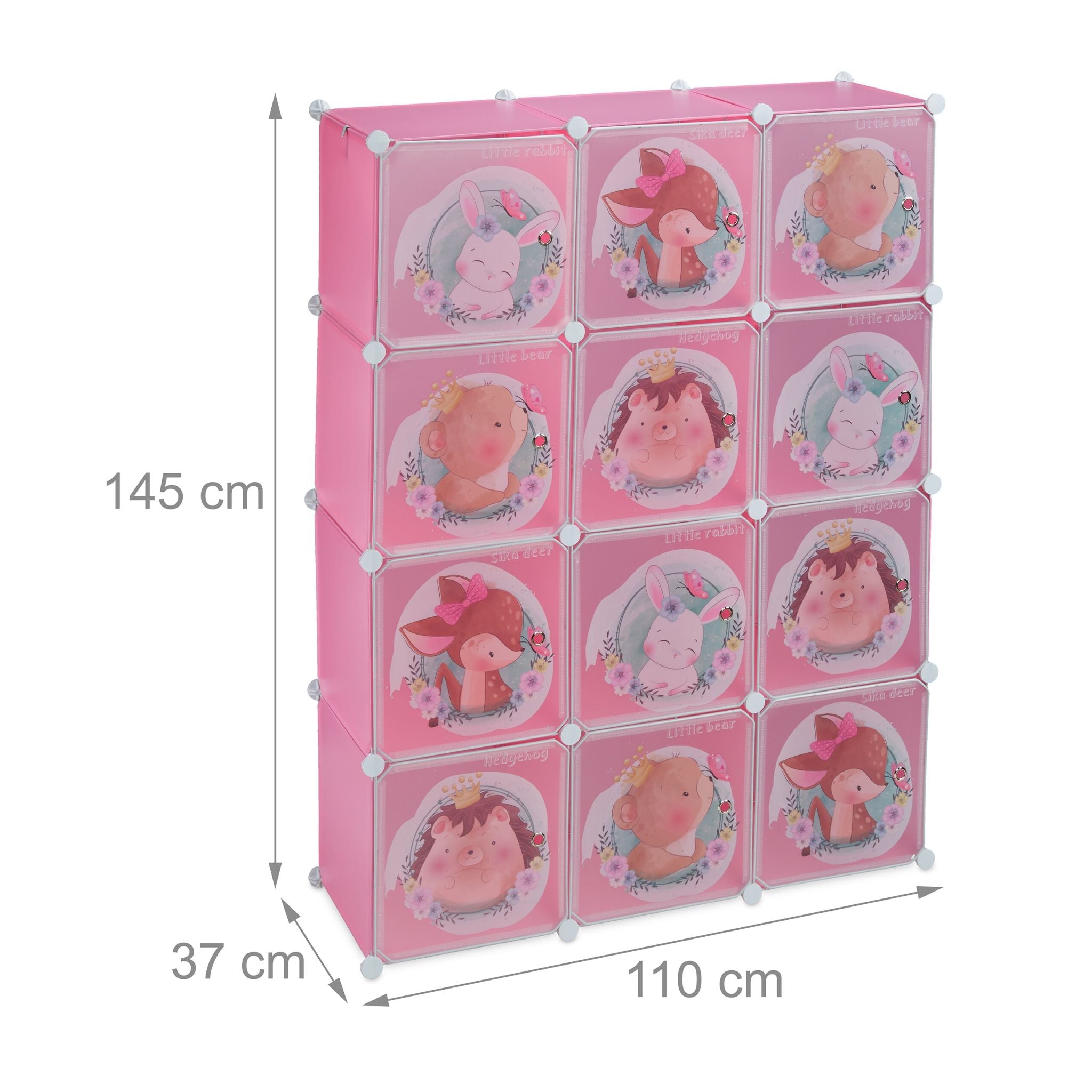 Kinder Steckregal mit Kleiderstangen Weiss-Braun-Rosa von Relaxdays