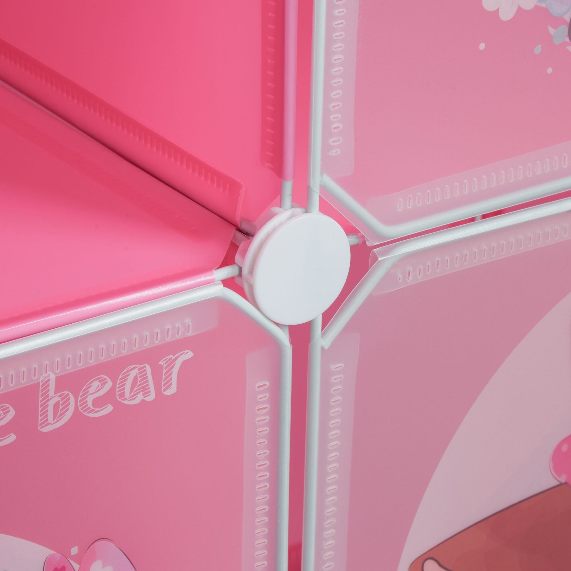 Kinder Steckregal mit Kleiderstangen Weiss-Braun-Rosa von Relaxdays