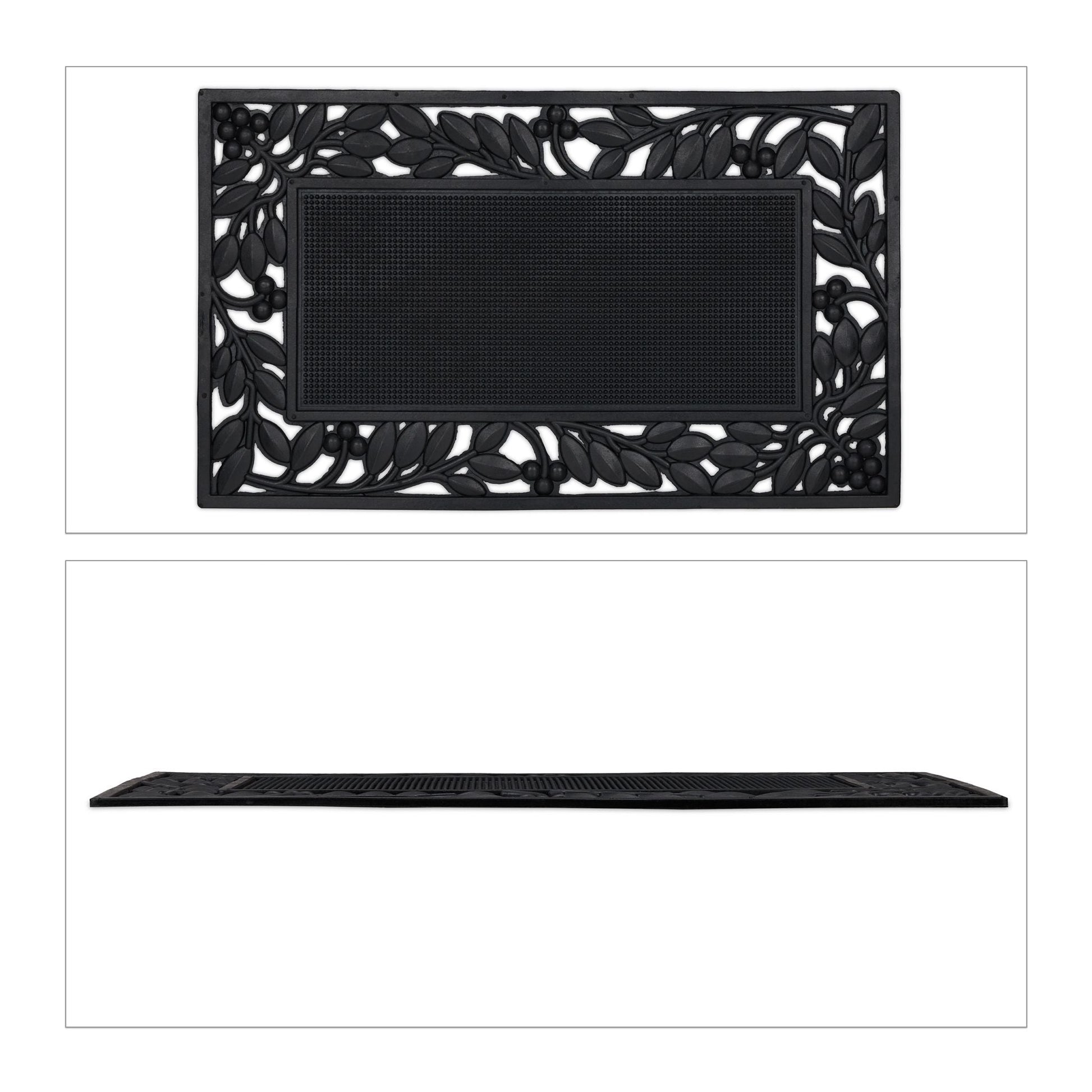 Fussmatte mit Blättermotiv Schwarz von Relaxdays