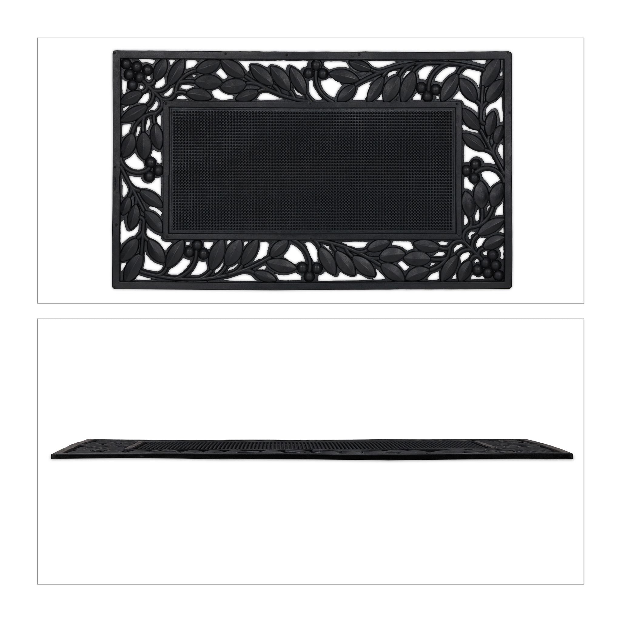 Fussmatte mit Blättermotiv Schwarz von Relaxdays