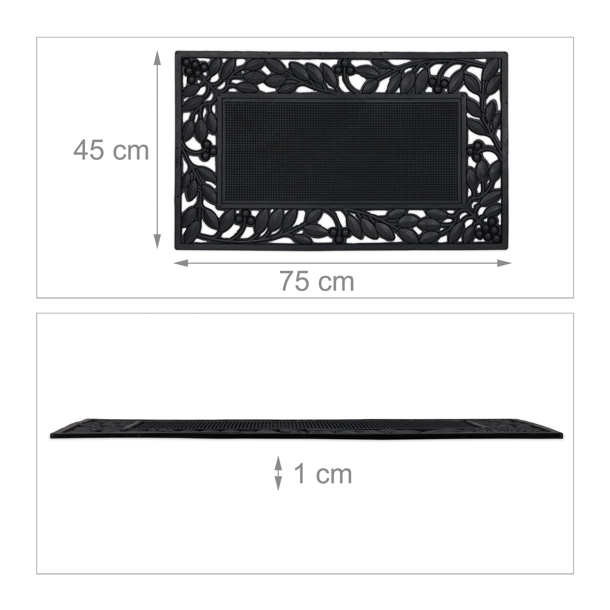 Fussmatte mit Blättermotiv Schwarz von Relaxdays