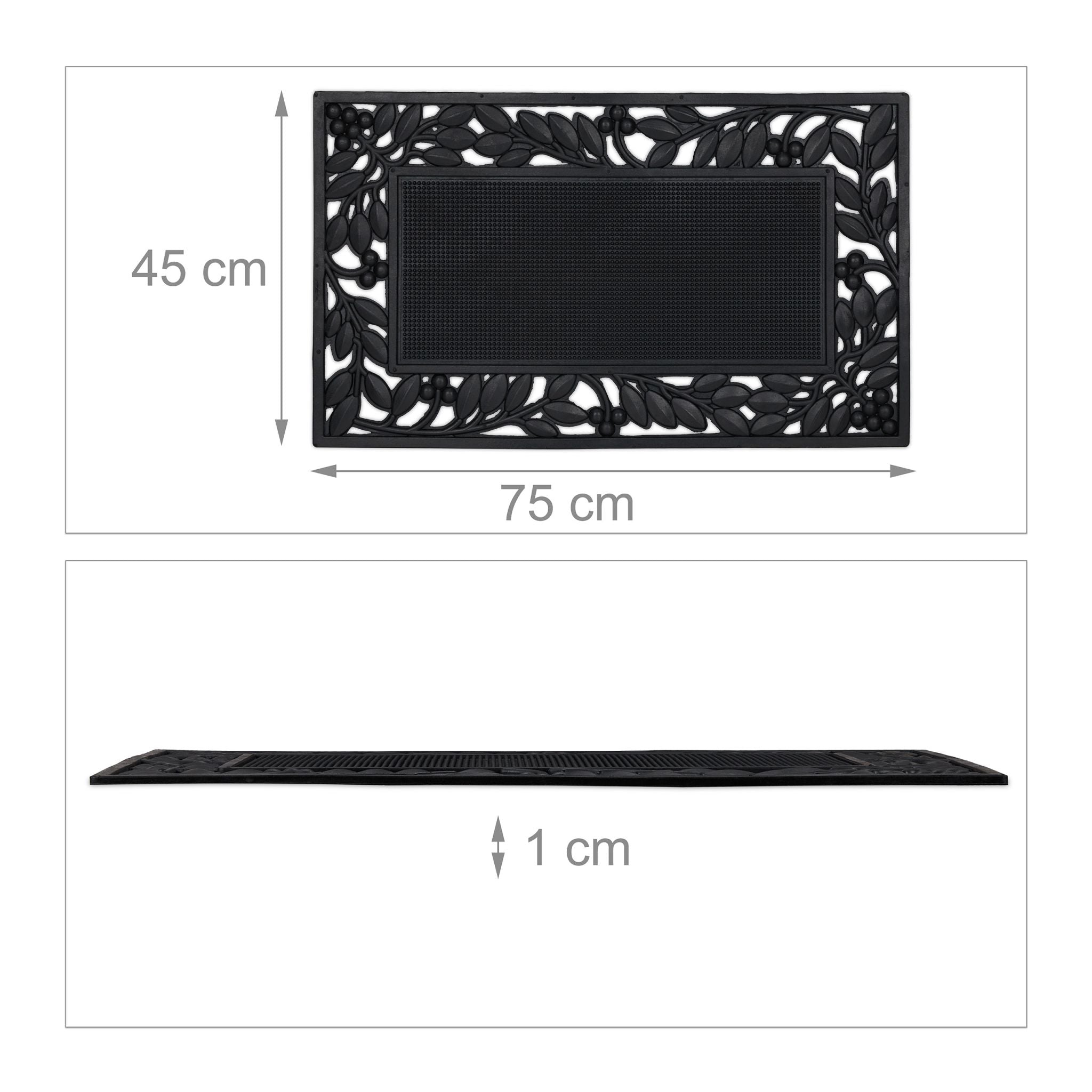 Fussmatte mit Blättermotiv Schwarz von Relaxdays