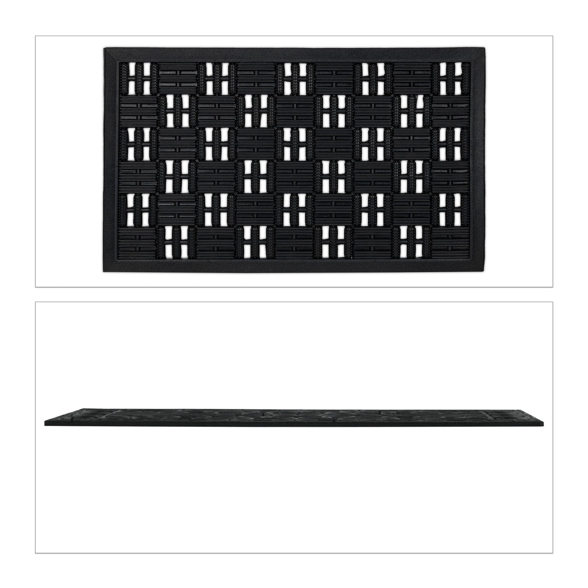 Gummi Fussmatte in Gitter-Optik Schwarz von Relaxdays