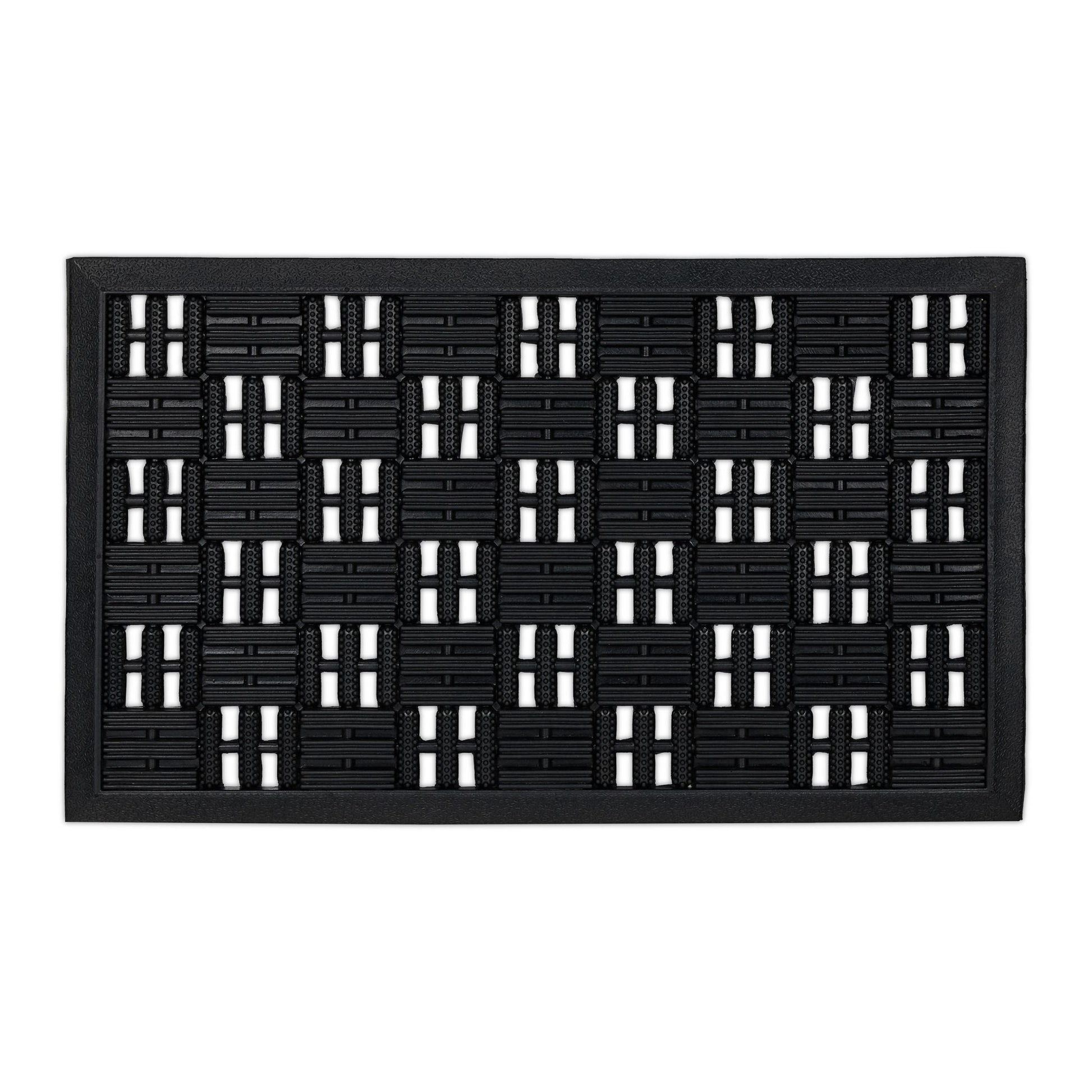 Gummi Fussmatte in Gitter-Optik Schwarz von Relaxdays