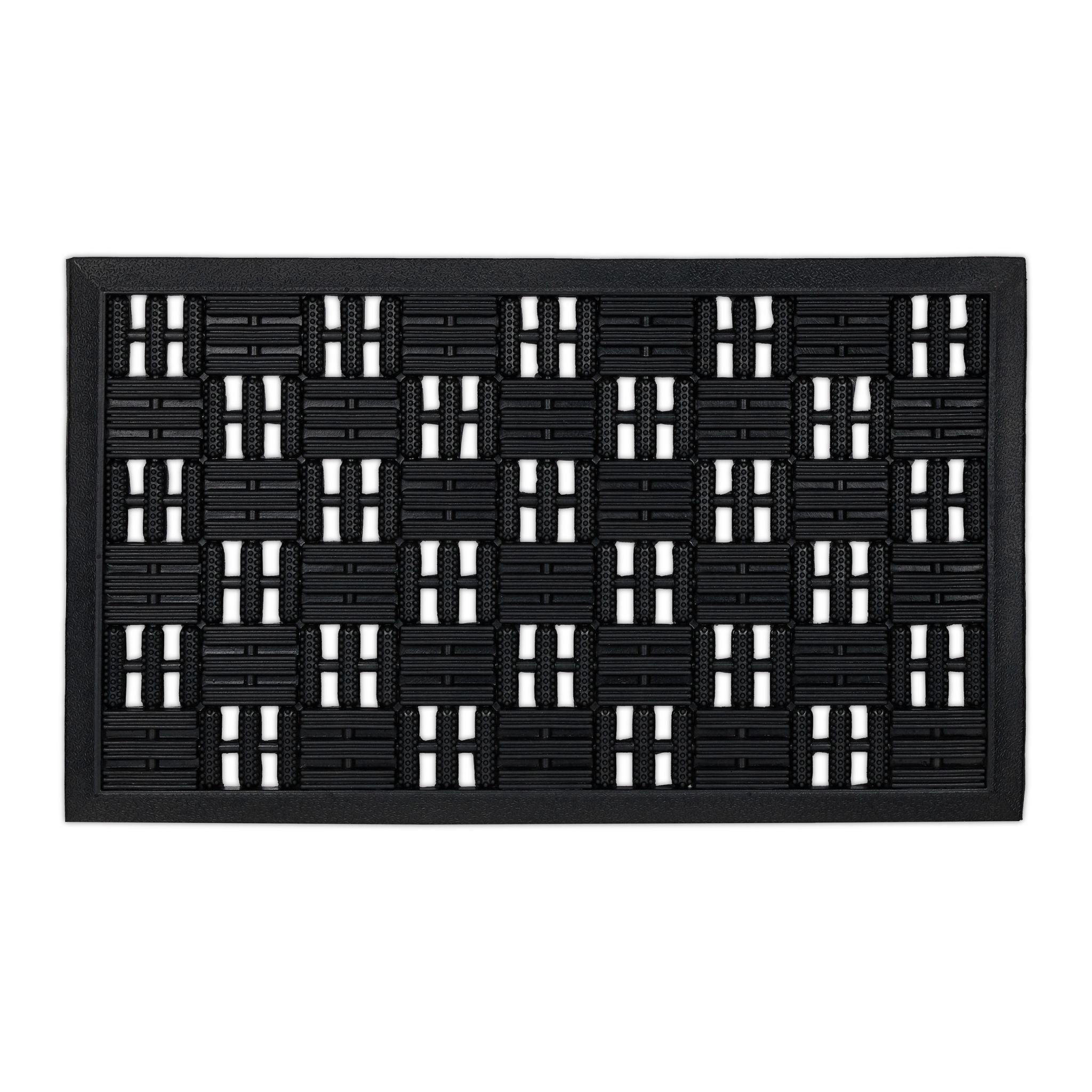 Gummi Fussmatte in Gitter-Optik Schwarz von Relaxdays