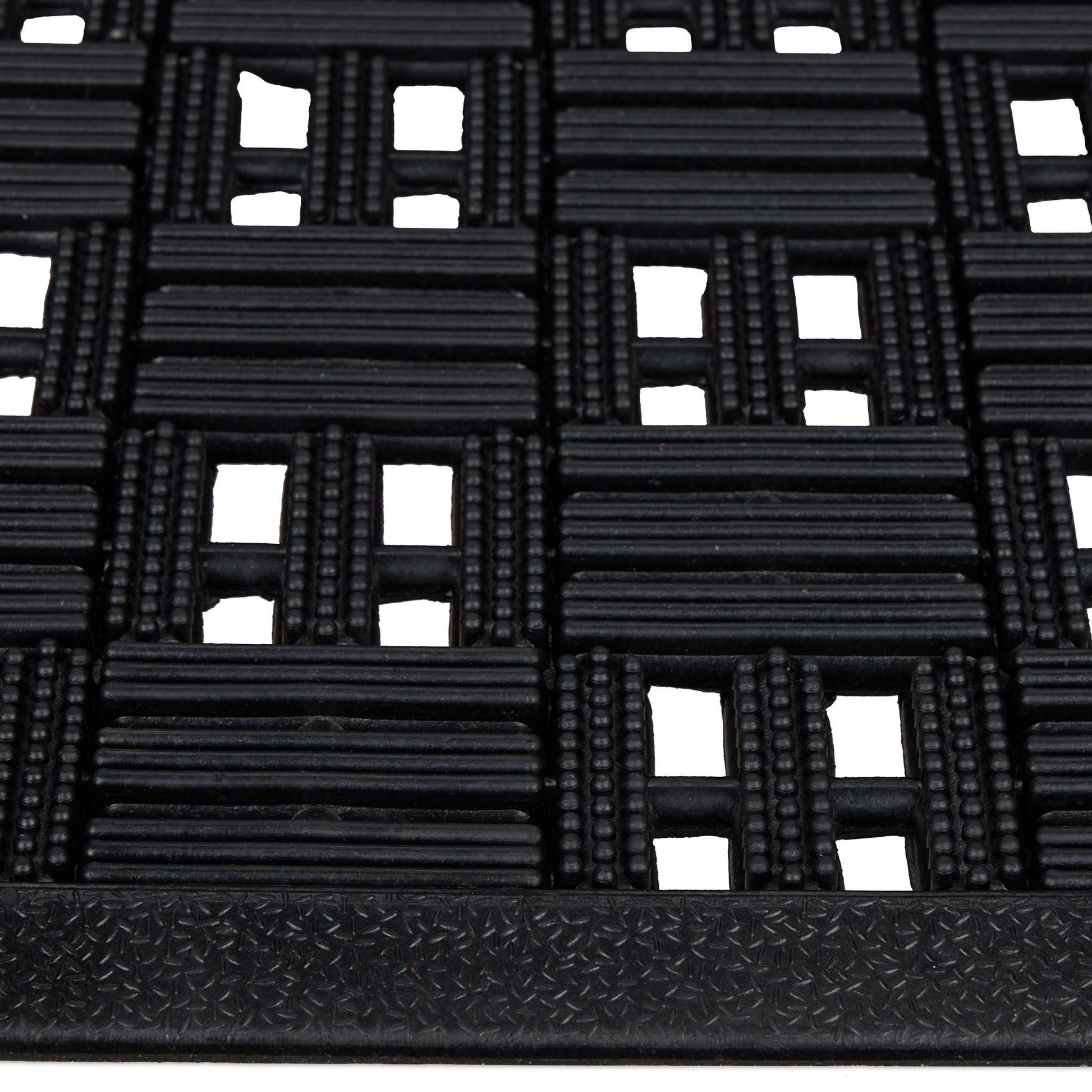 Gummi Fussmatte in Gitter-Optik Schwarz von Relaxdays