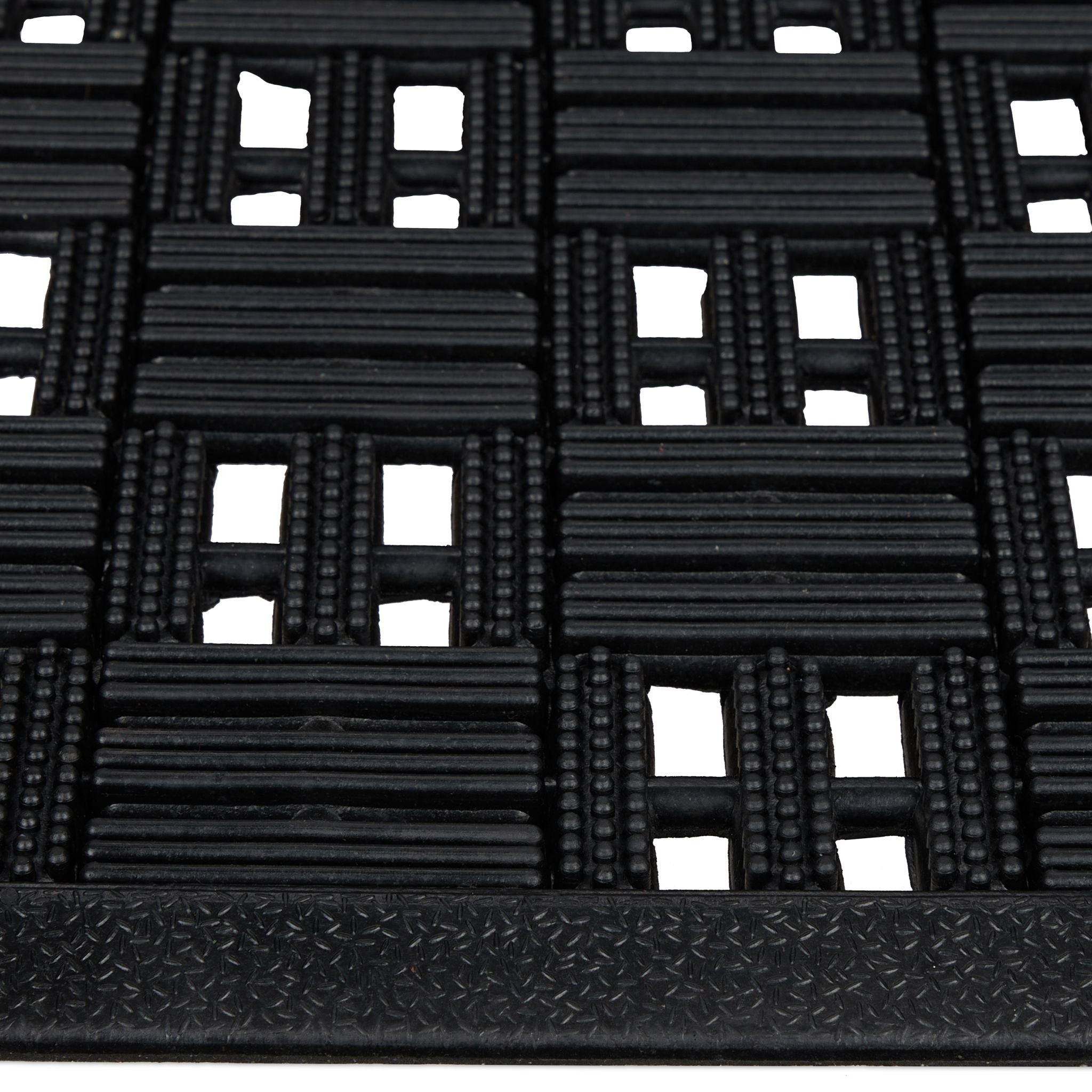 Gummi Fussmatte in Gitter-Optik Schwarz von Relaxdays