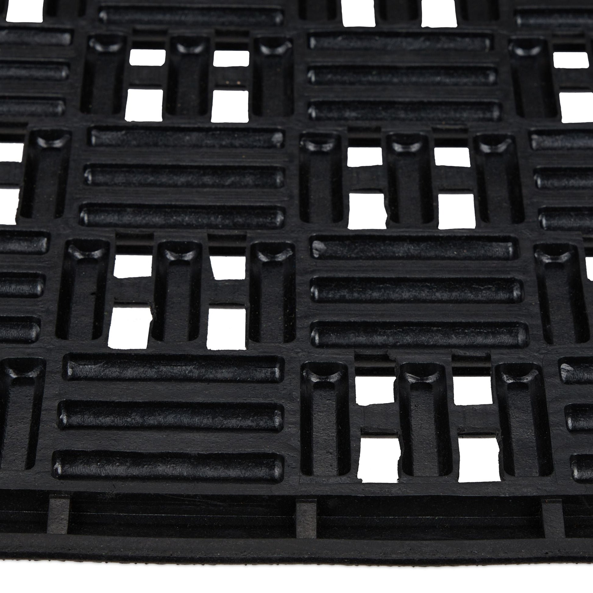 Gummi Fussmatte in Gitter-Optik Schwarz von Relaxdays