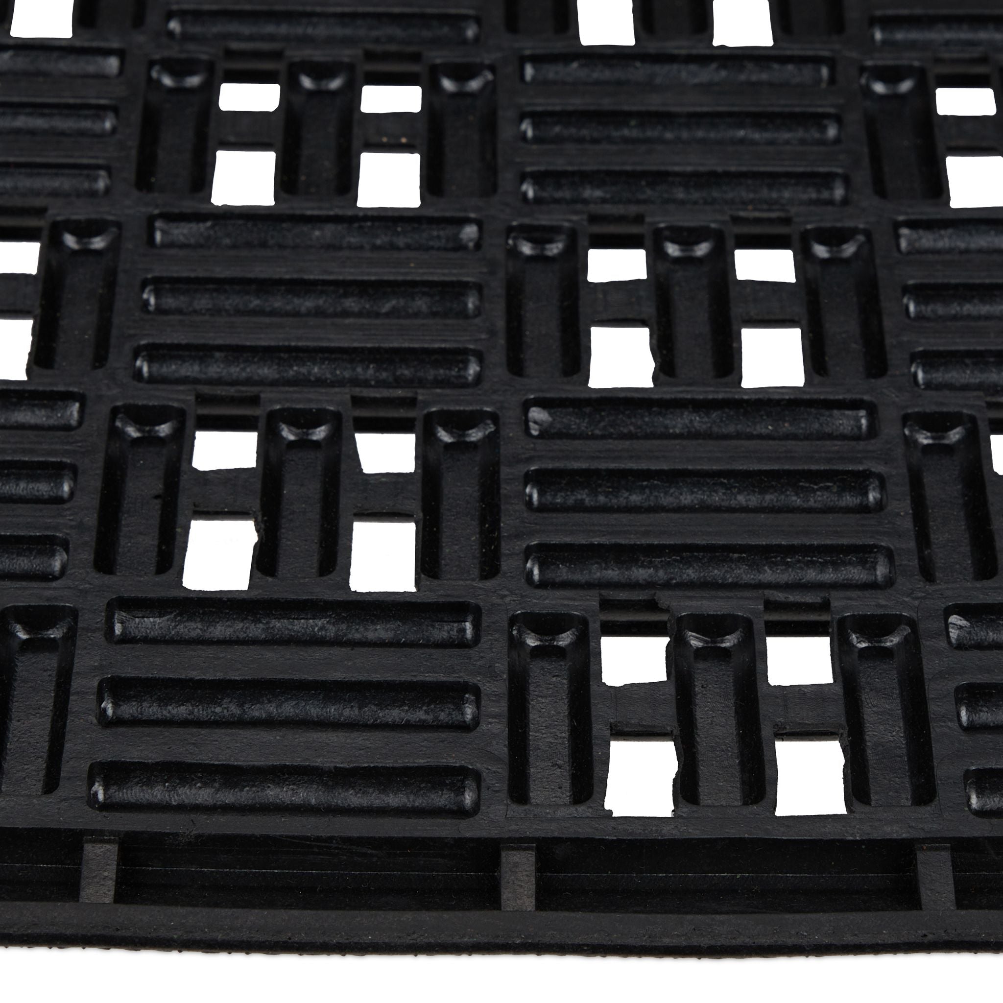 Gummi Fussmatte in Gitter-Optik Schwarz von Relaxdays
