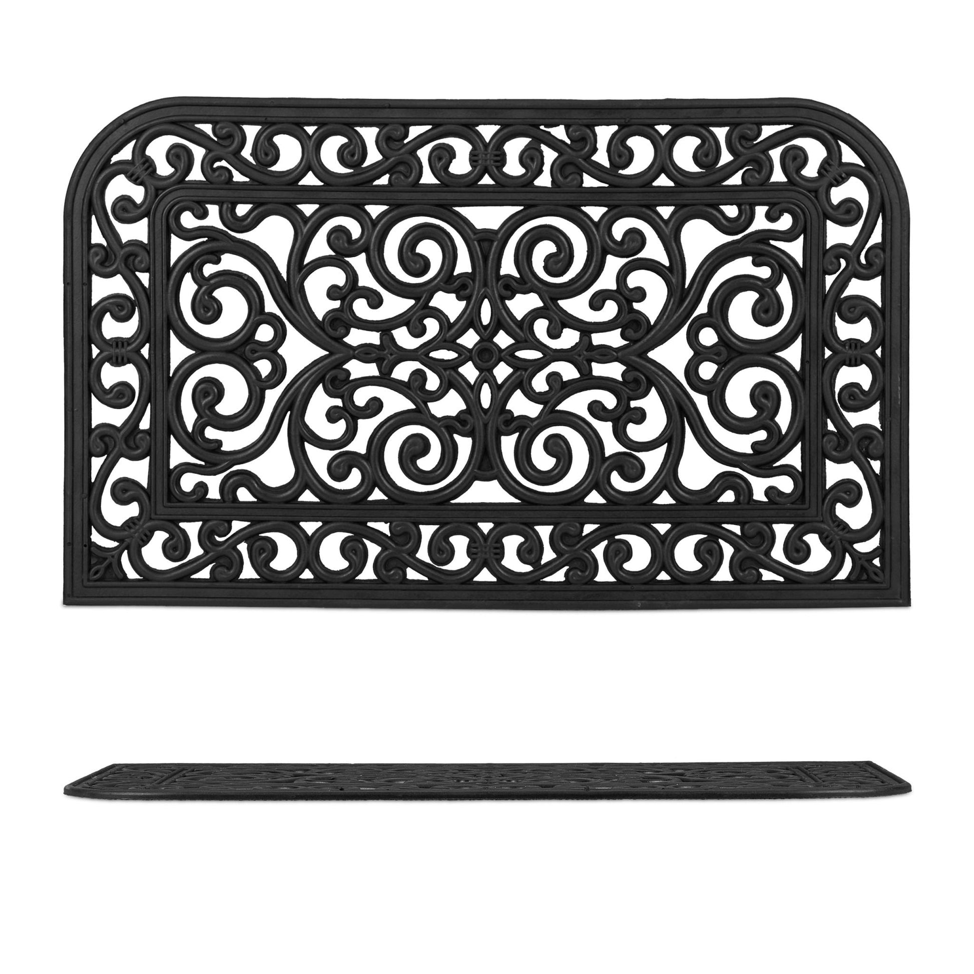 Gummi Fussmatte mit Ornamenten Schwarz von Relaxdays