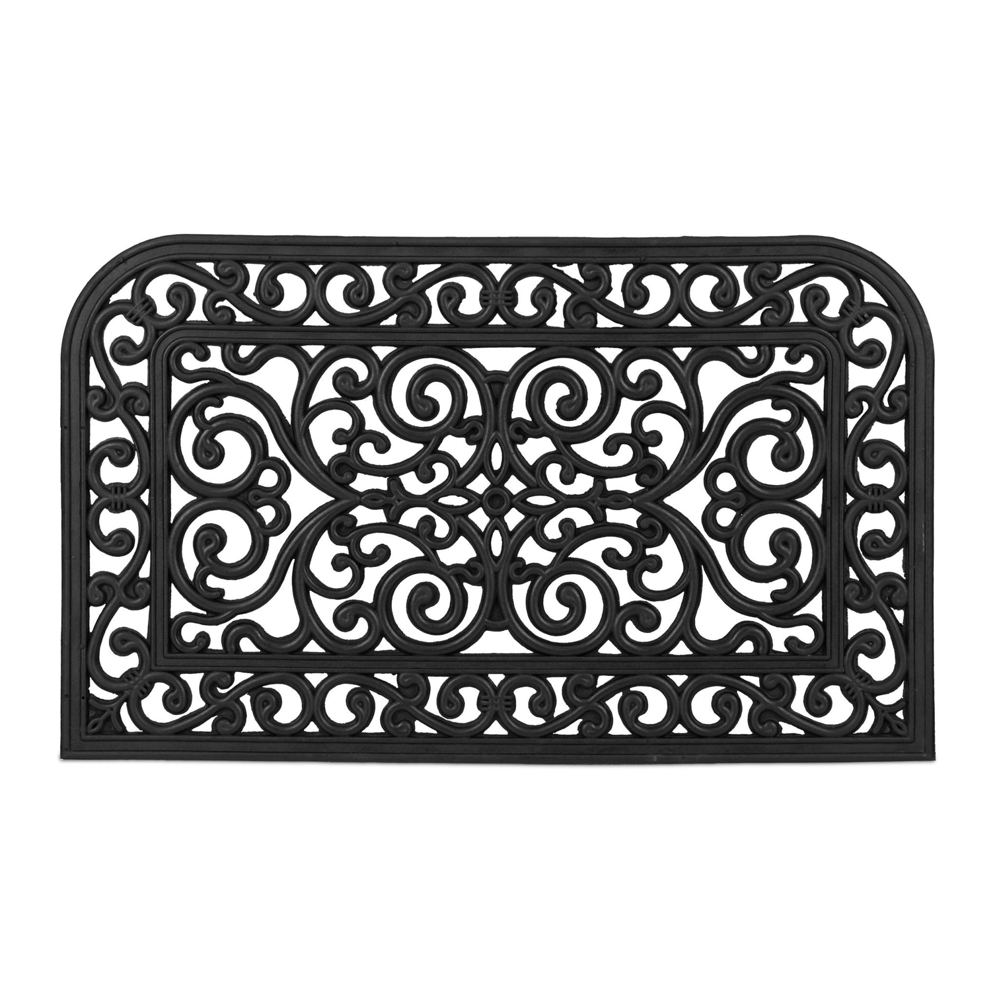 Gummi Fussmatte mit Ornamenten Schwarz von Relaxdays