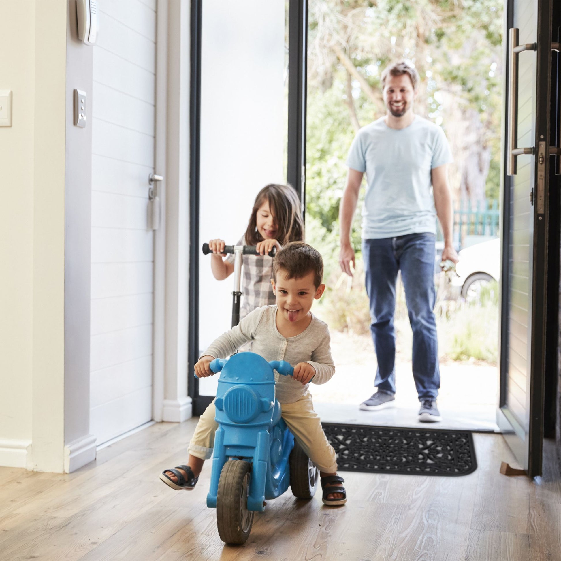 Gummi Fussmatte mit Ornamenten Schwarz von Relaxdays