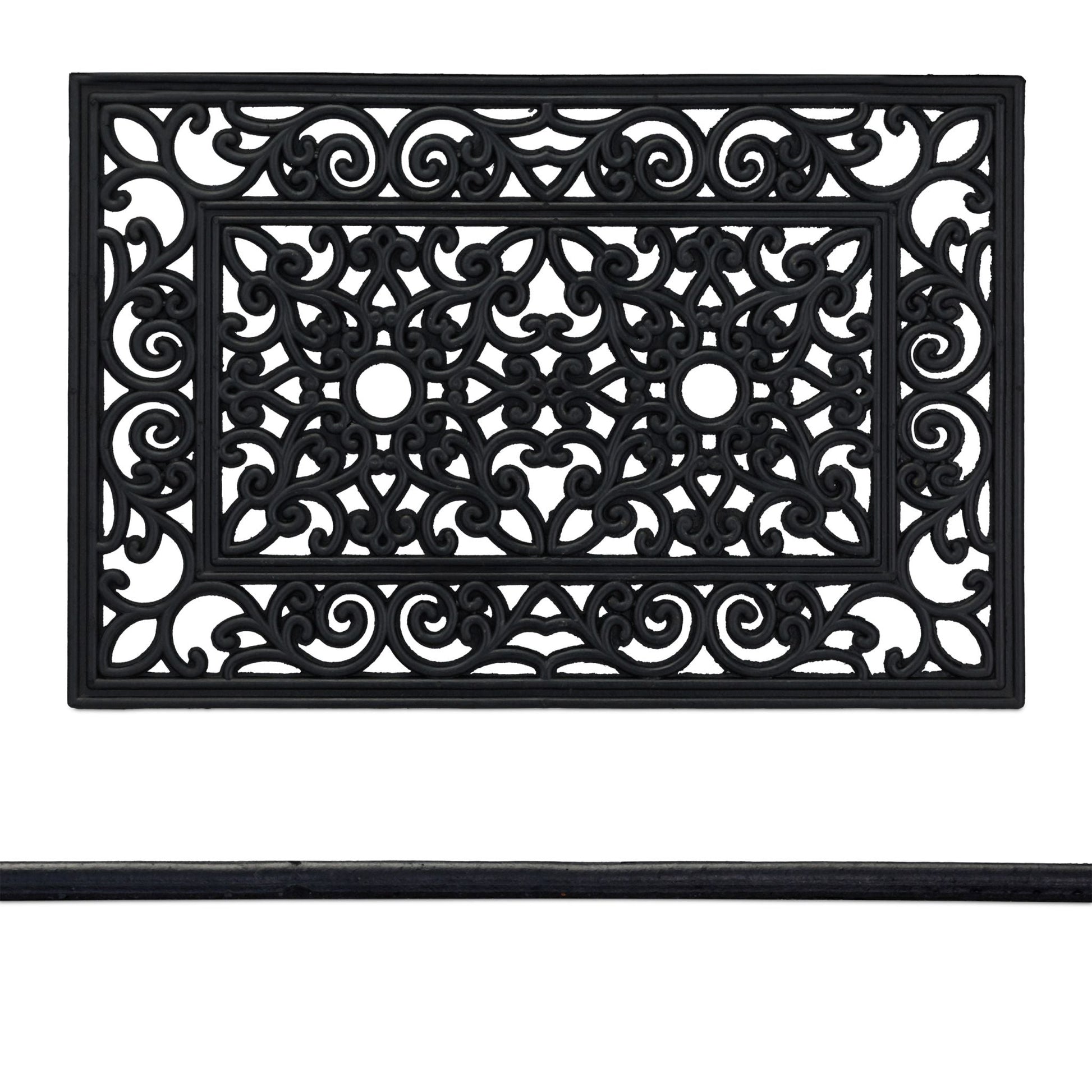 Gummi Fussmatte mit Ornamenten Schwarz von Relaxdays