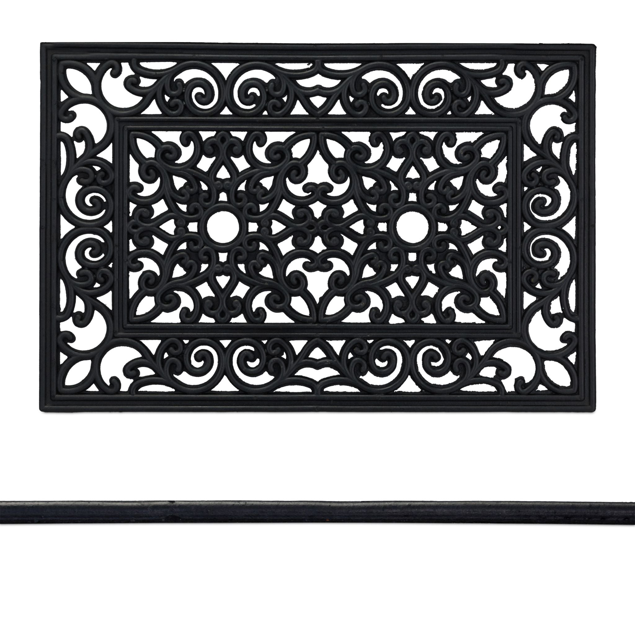 Gummi Fussmatte mit Ornamenten Schwarz von Relaxdays