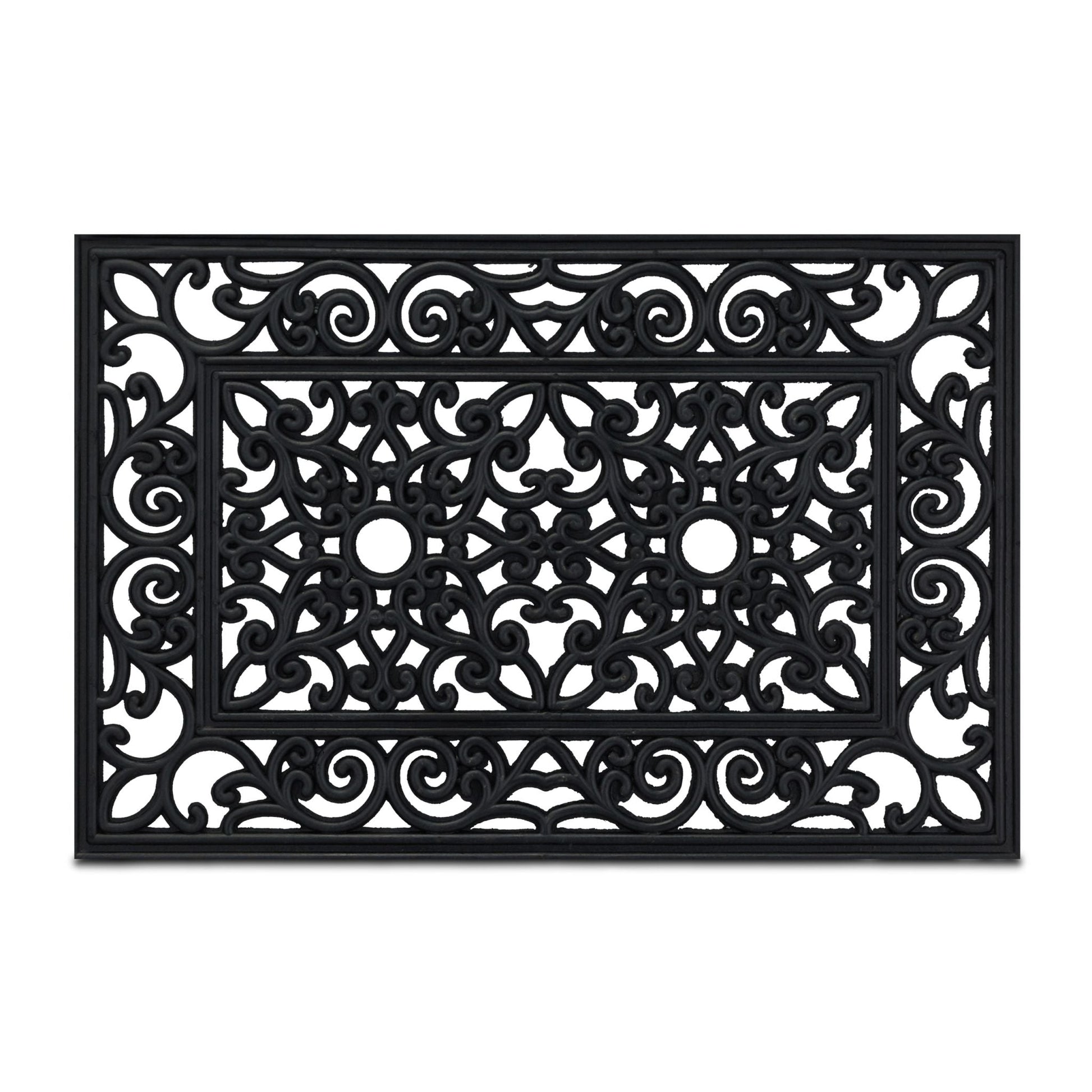 Gummi Fussmatte mit Ornamenten Schwarz von Relaxdays