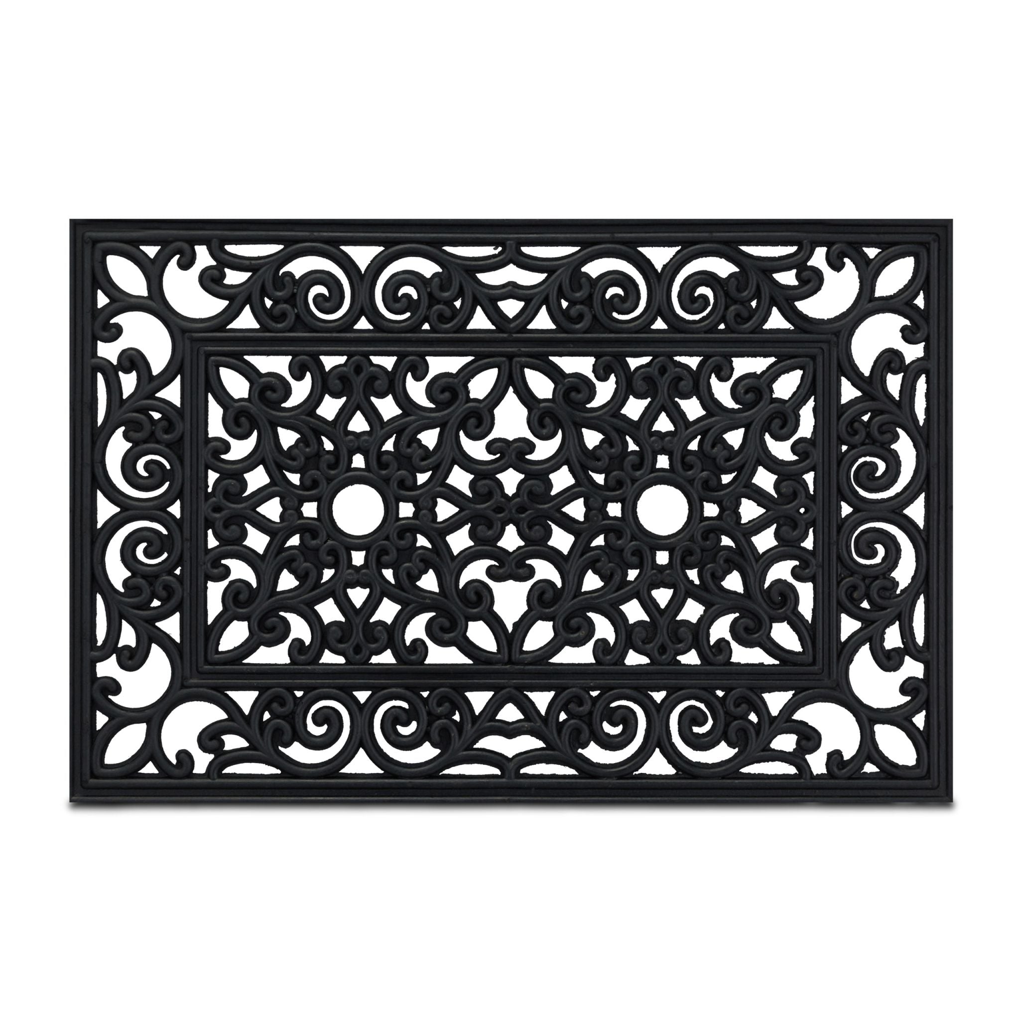 Gummi Fussmatte mit Ornamenten Schwarz von Relaxdays