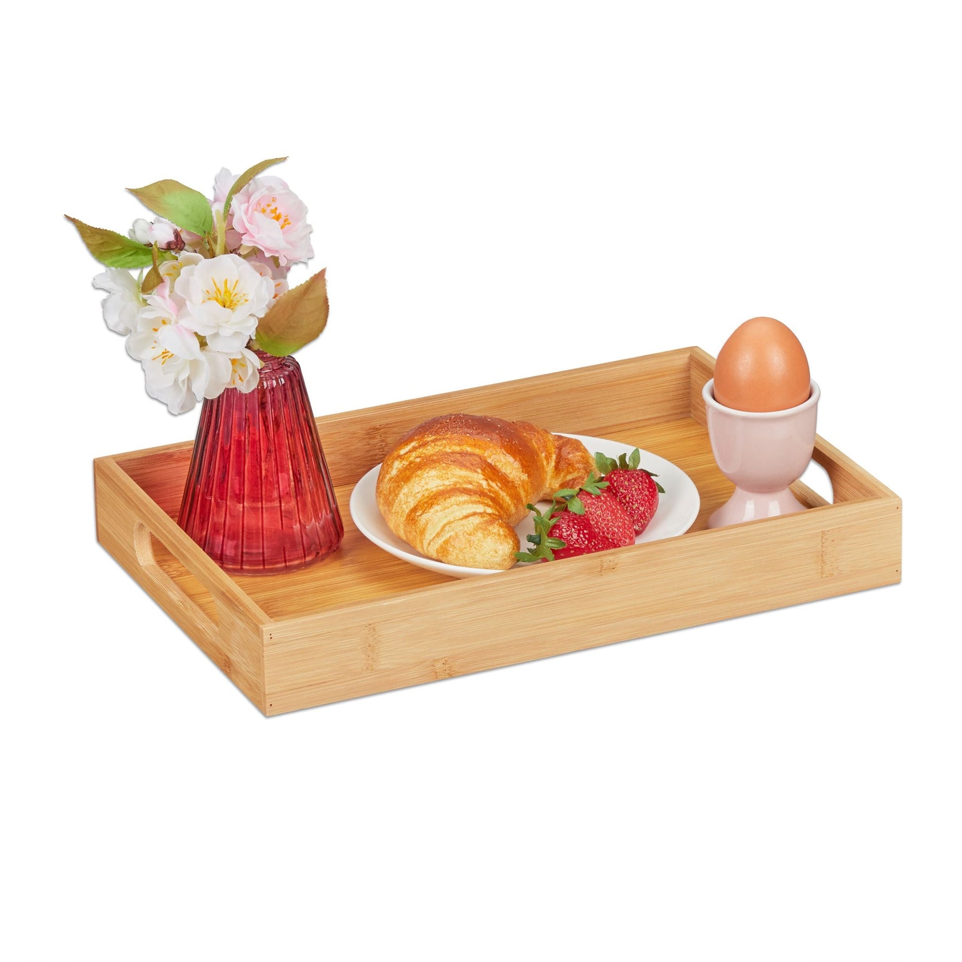 Tablett Bambus Hellbraun von Relaxdays