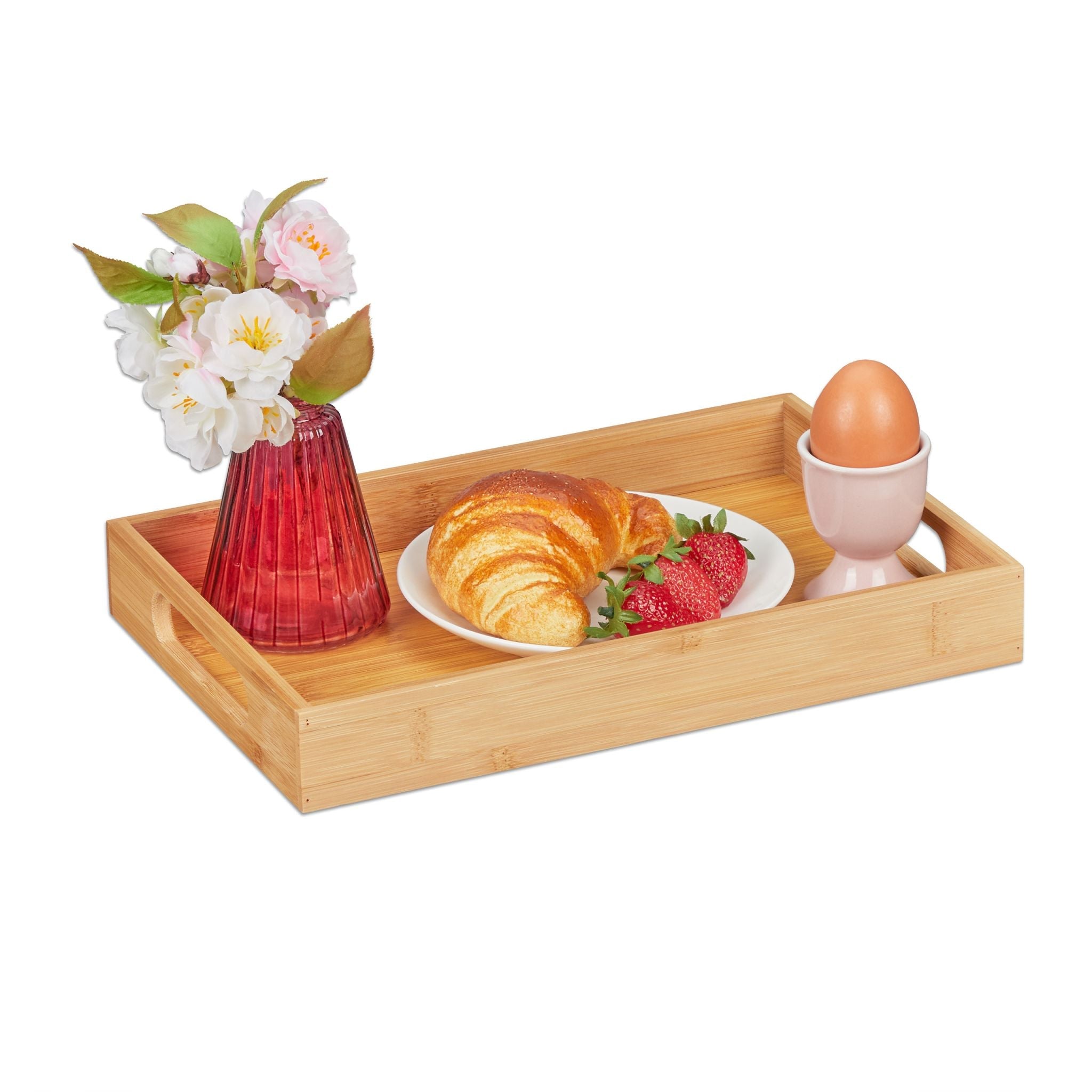 Tablett Bambus Hellbraun von Relaxdays