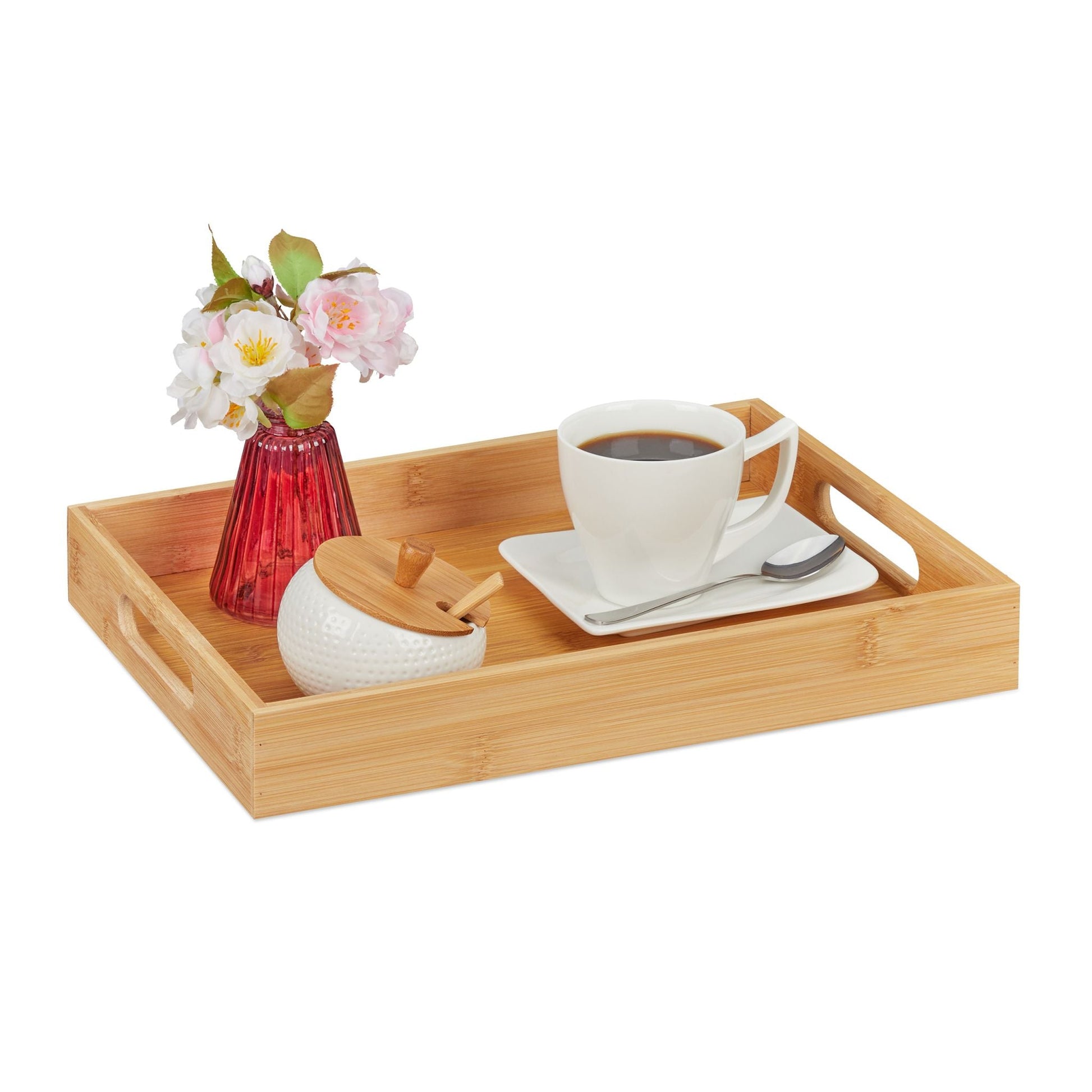 Tablett Bambus Hellbraun von Relaxdays