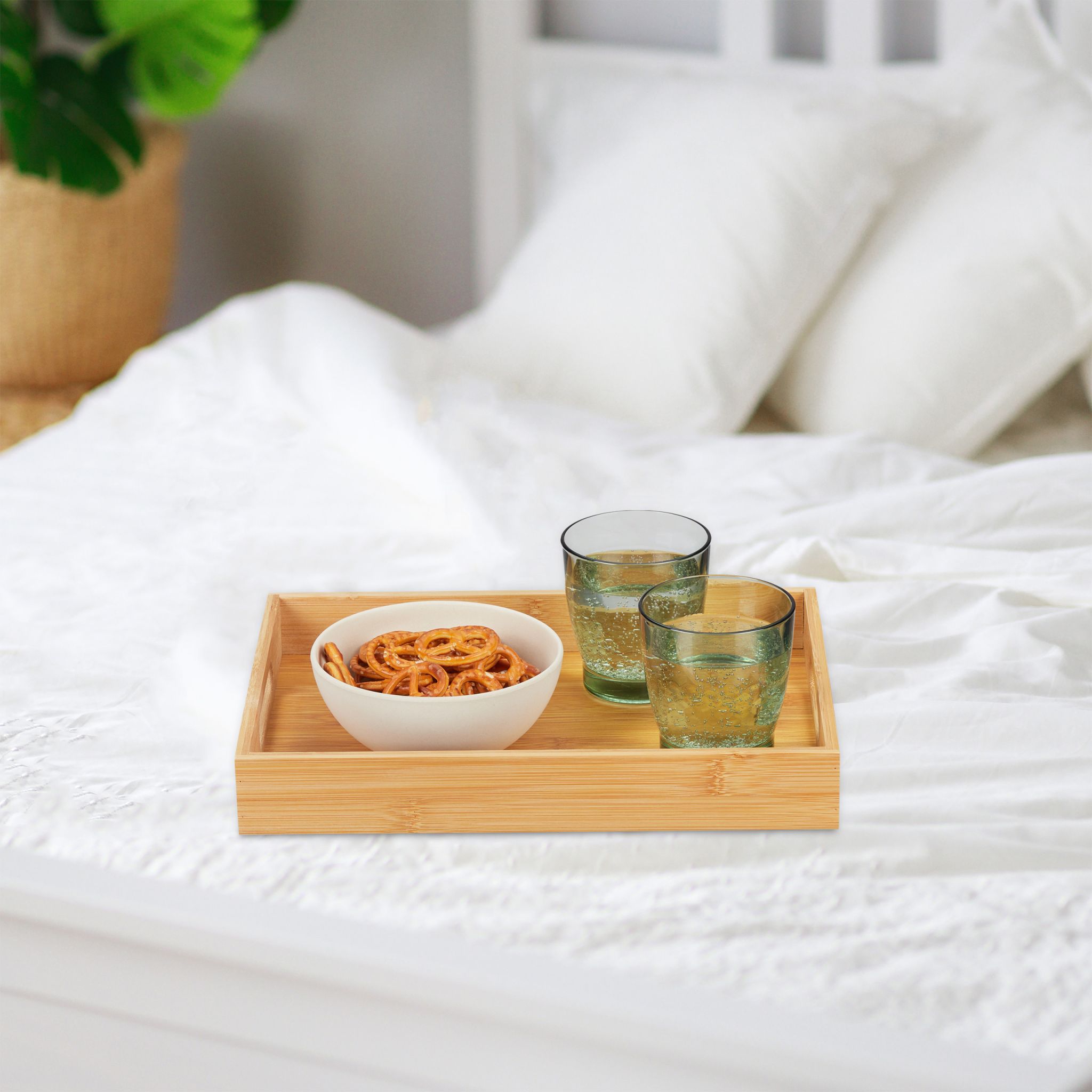 Tablett Bambus Hellbraun von Relaxdays